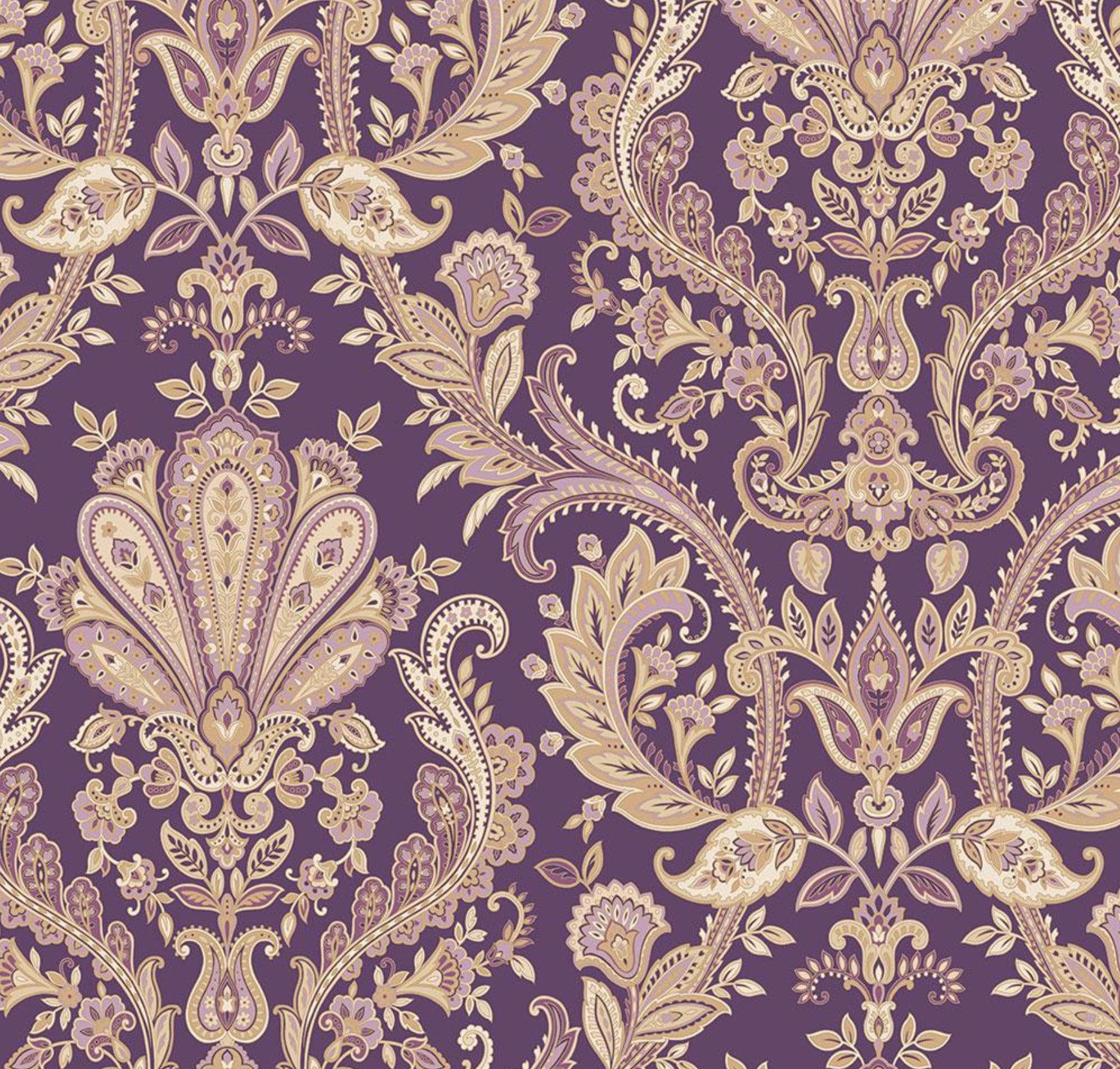 1744x1665 Ornate Baroque Damask Wallpaper Purple Victorian Gothic