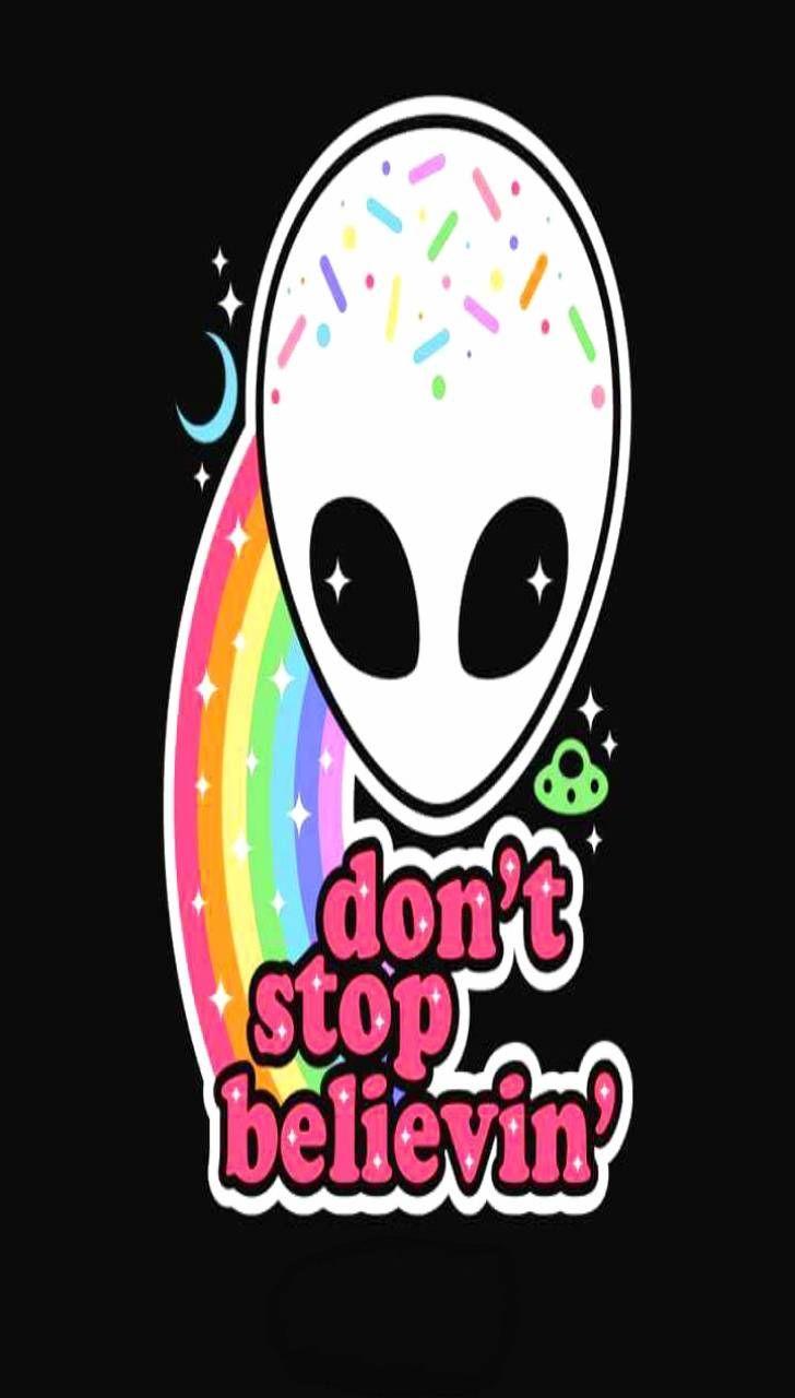 728x1280 Download Dont Stop Believin Wallpaper by Zpurplerose24 now. Browse millions of popular alien W. Cute alien, Alien drawings, Alien aesthetic