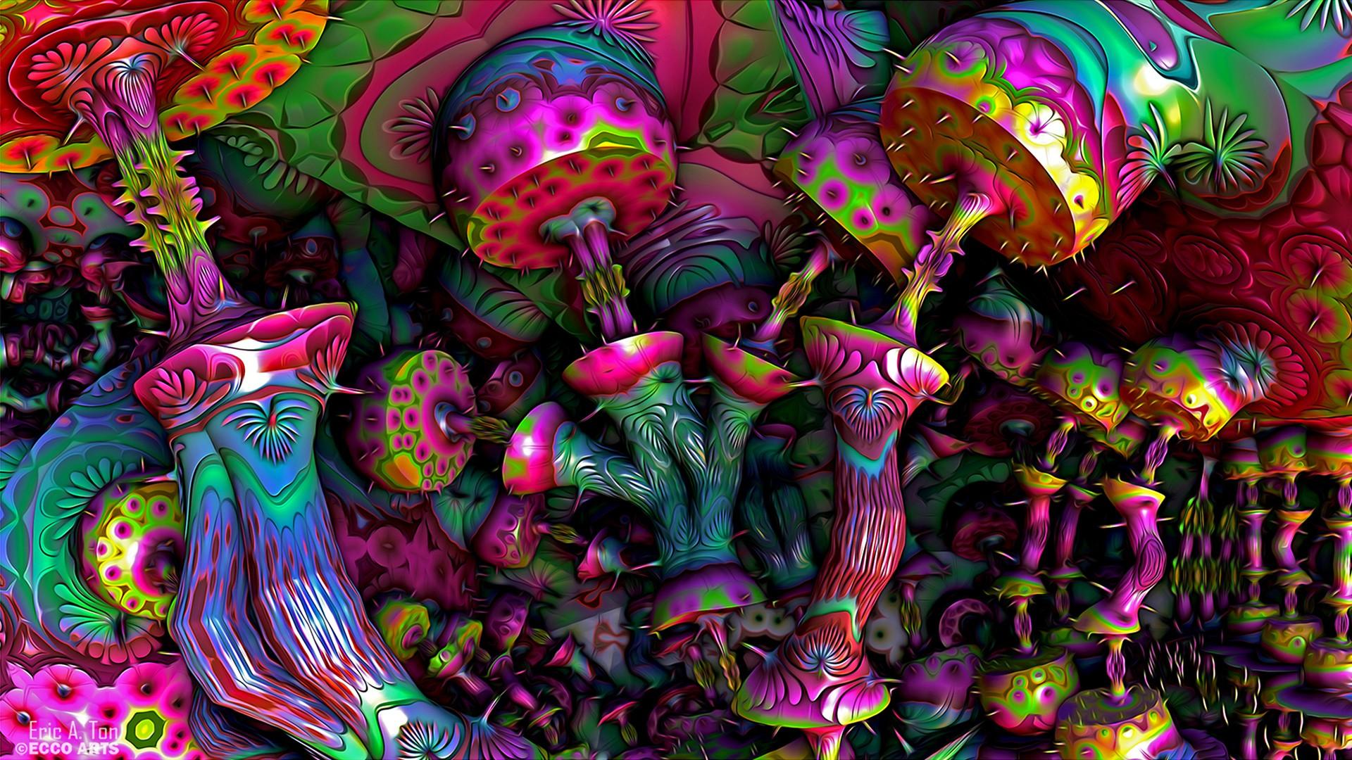 1920x1080 Colorful Mushroom Psychedelic HD Trippy Wallpaper