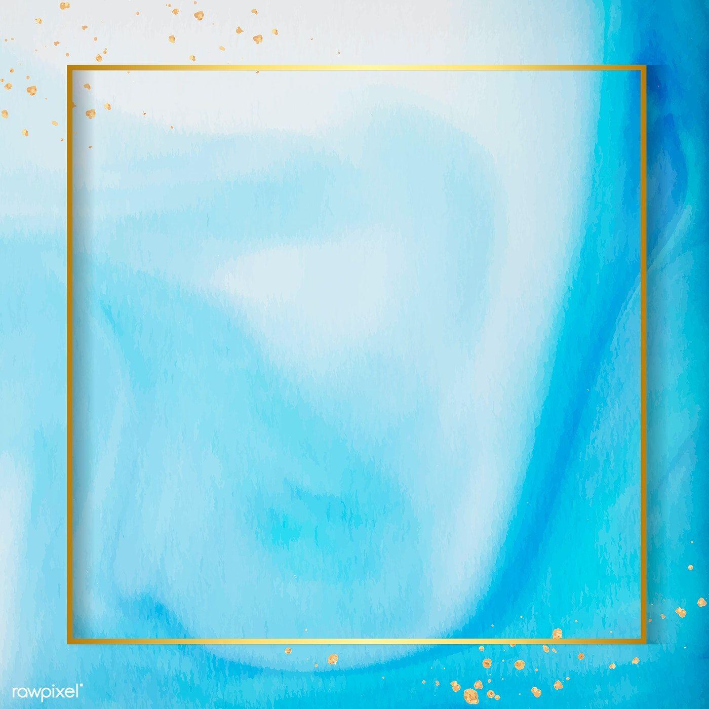 1400x1400 Download premium vector of Square gold frame on abstract blue watercolor. Watercolor pattern background, Blue watercolor, Vector background pattern