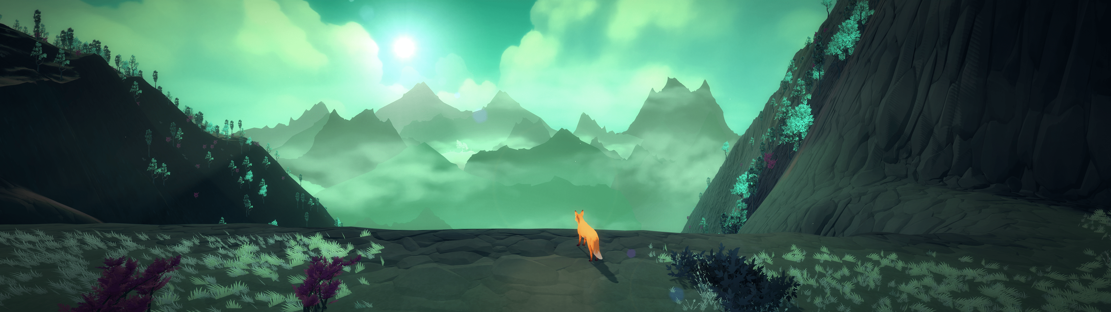 3840x1080 A fox looking on the first tree (3840x1080). One tree, Wallpaper, That look