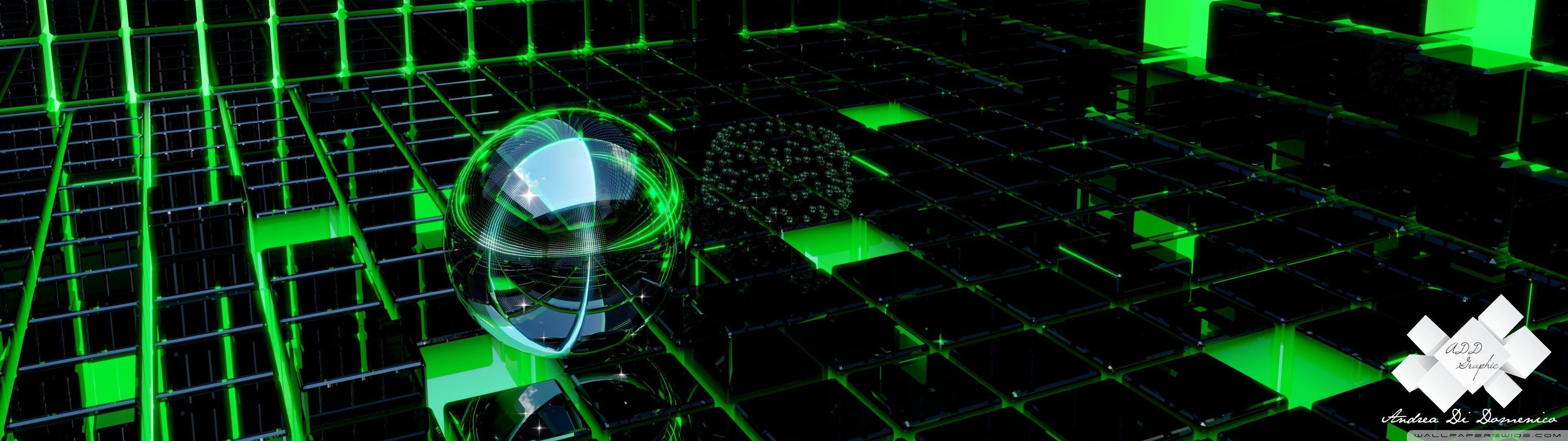 3840x1080 Green Technology Wallpaper