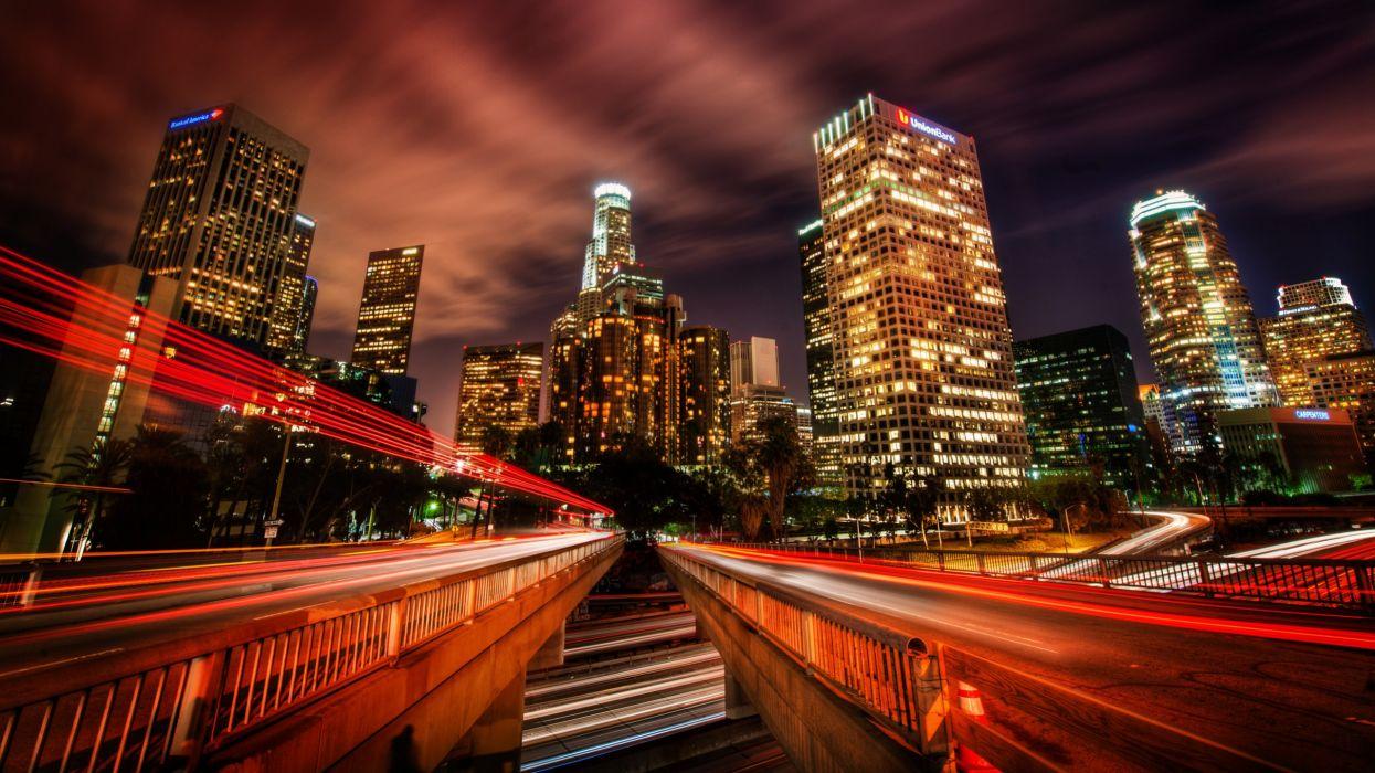 1245x700 Los Angeles LA Buildings Skyscrapers Night Timelapse wallpaperx1440