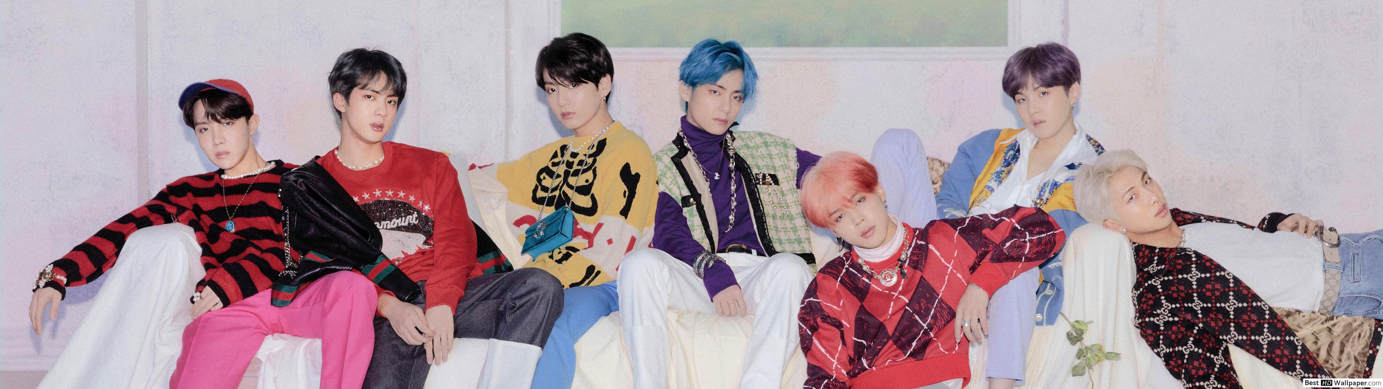 4800x1350 BTS (Bangtan Boys) Members in 'Map of The Soul: Persona' MV Shoot HD wallpaper download