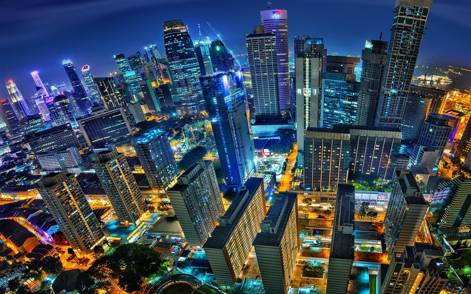 1920x1200 Singapore At Night Wallpaper HD