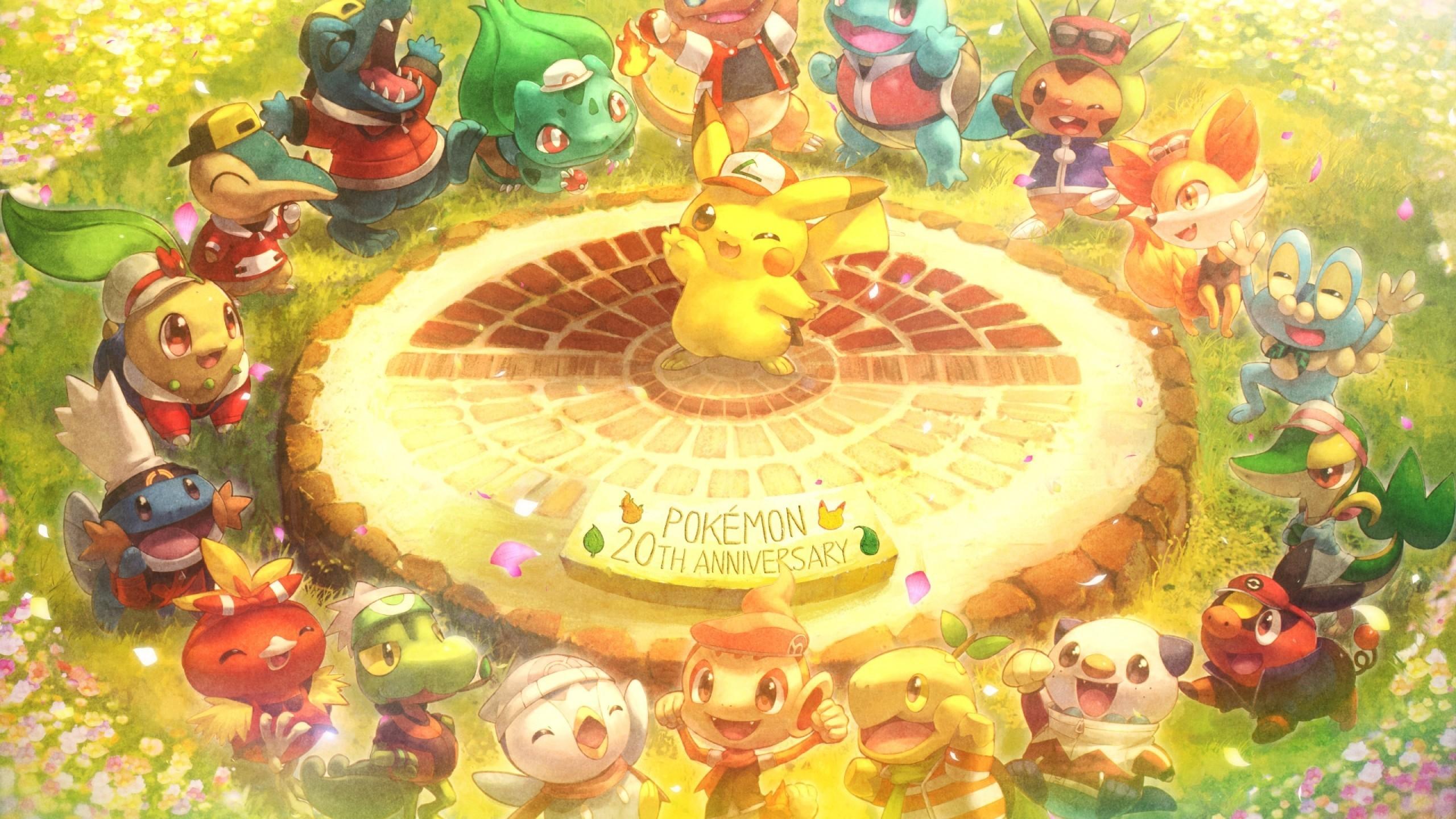 2560x1440 Download 2560x1440 Pokemon, Pikachu, Bulbasaur, Chimchar, Fennekin, Snivy Wallpaper for iMac 27 inch