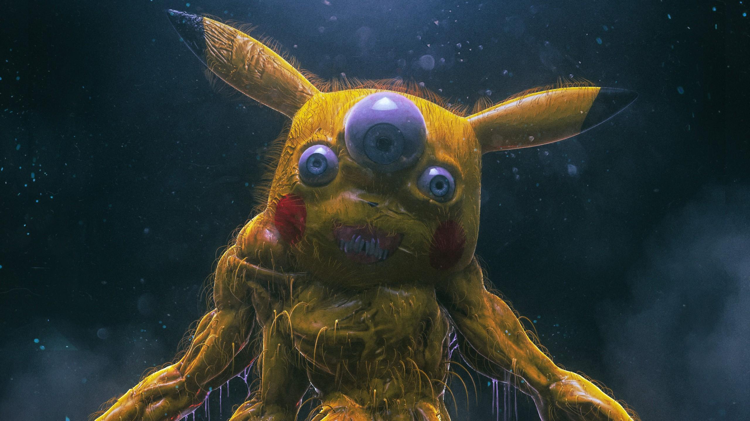 2560x1440 HD Creepy Pikachu Anime Pokémon Wallpaper