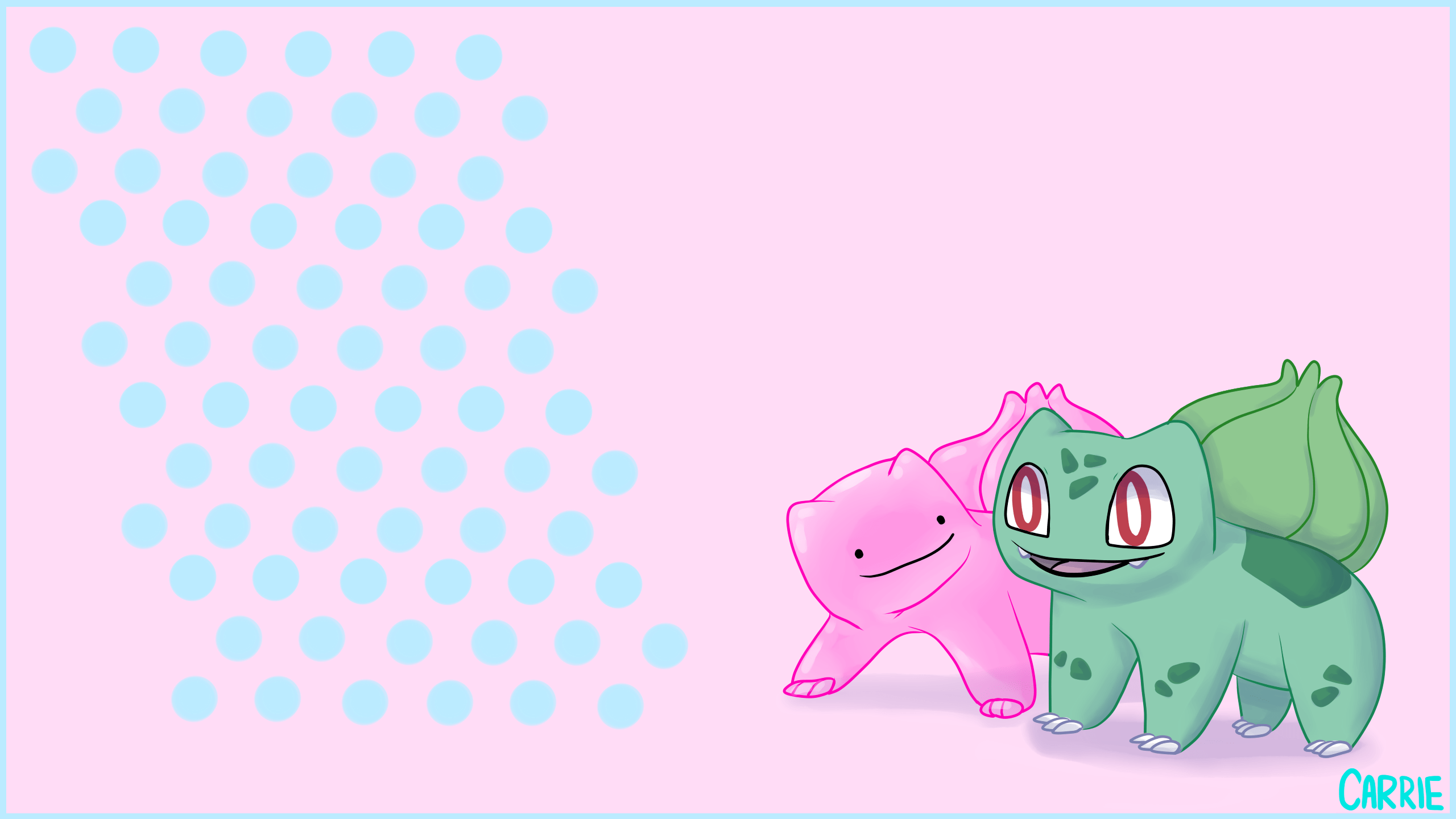 2560x1440 Bulbasaur and Dittosaur desktop background I drew