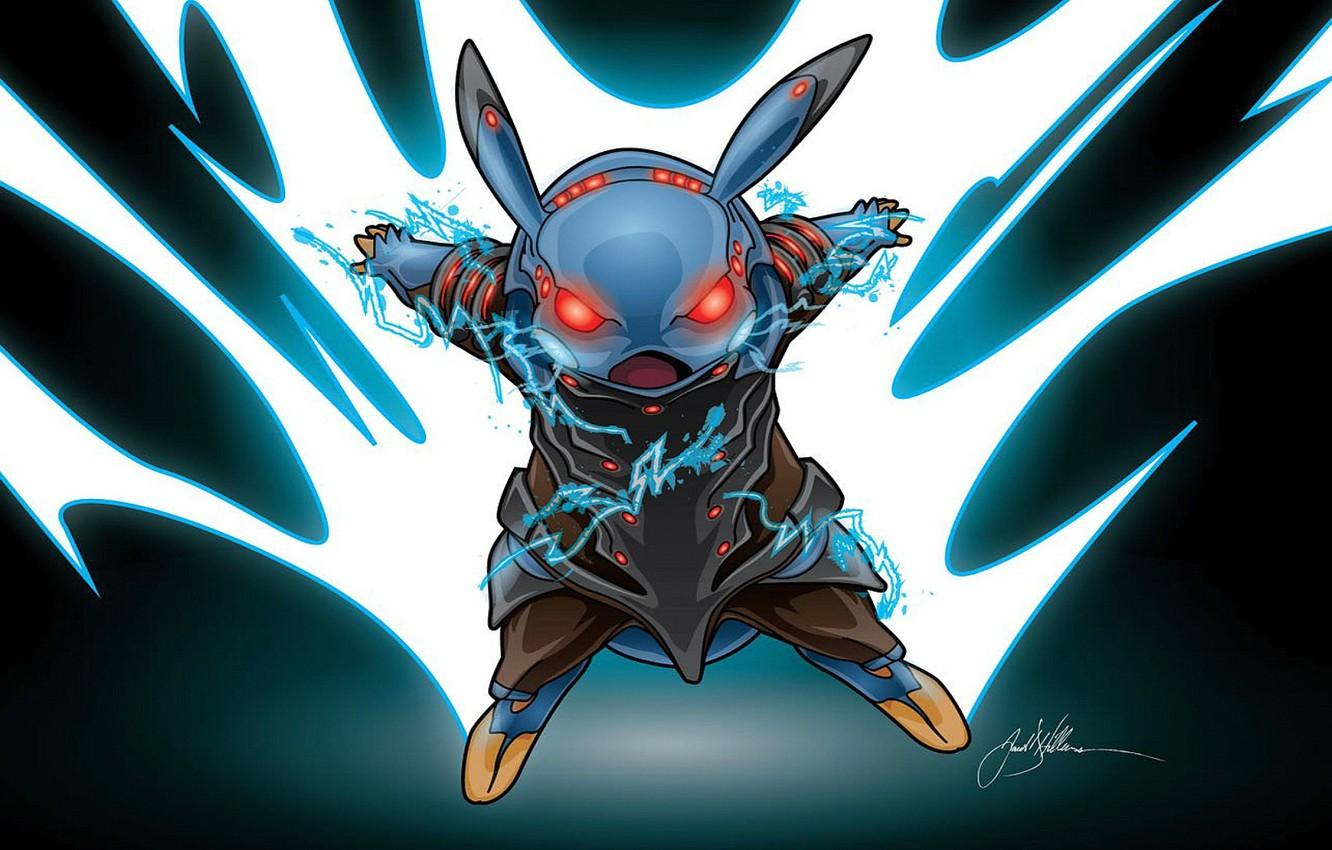 1332x850 Wallpaper lightning, chibi, art, volt, warframe image for desktop, section разное