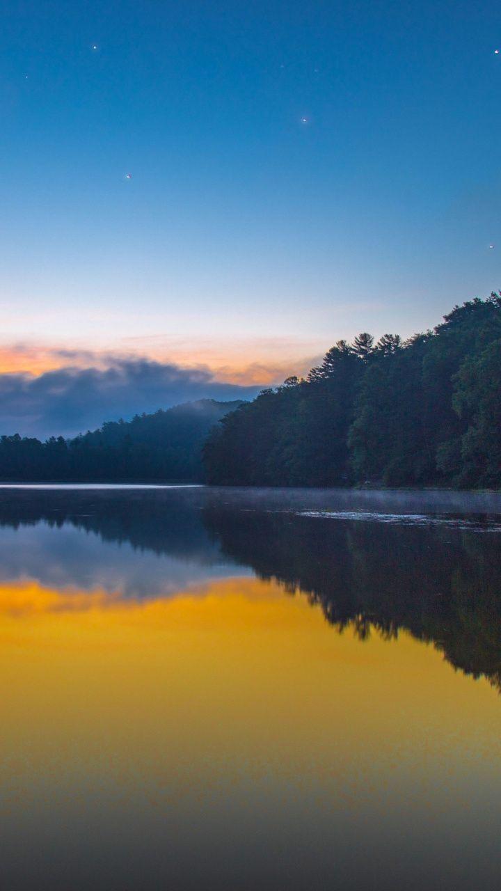 720x1280 Dawn, reflections, sunrise, trees, lake, 720x1280 wallpaper. Beautiful nature wallpaper, Landscape artwork, Scenery