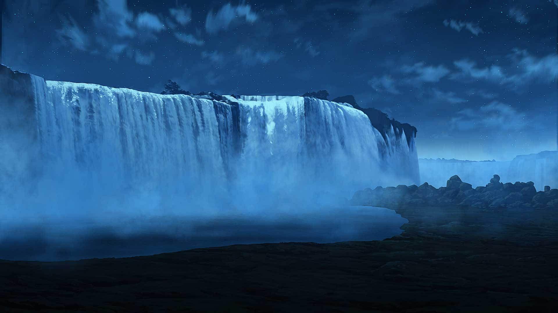 Night Waterfall Wallpapers - Top Free Night Waterfall Backgrounds -  WallpaperAccess