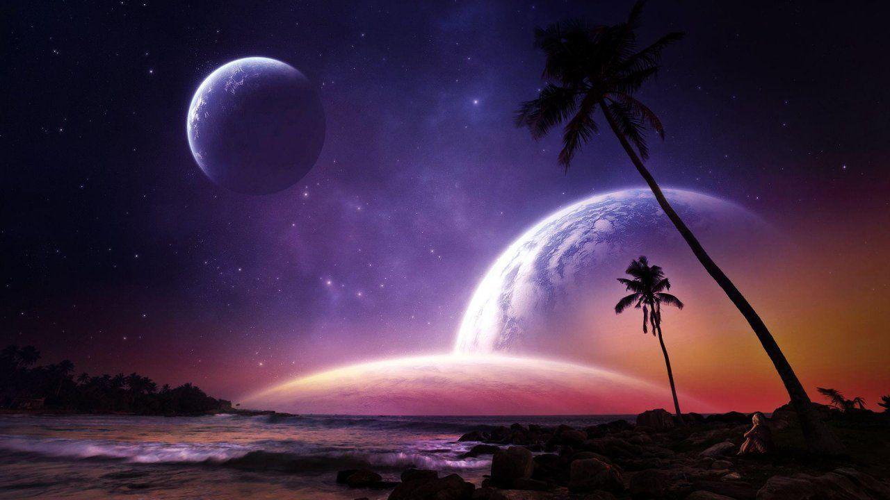 1280x720 Beach Night Sky [1920x1080]. World wallpaper, Planets wallpaper, Beach wallpaper