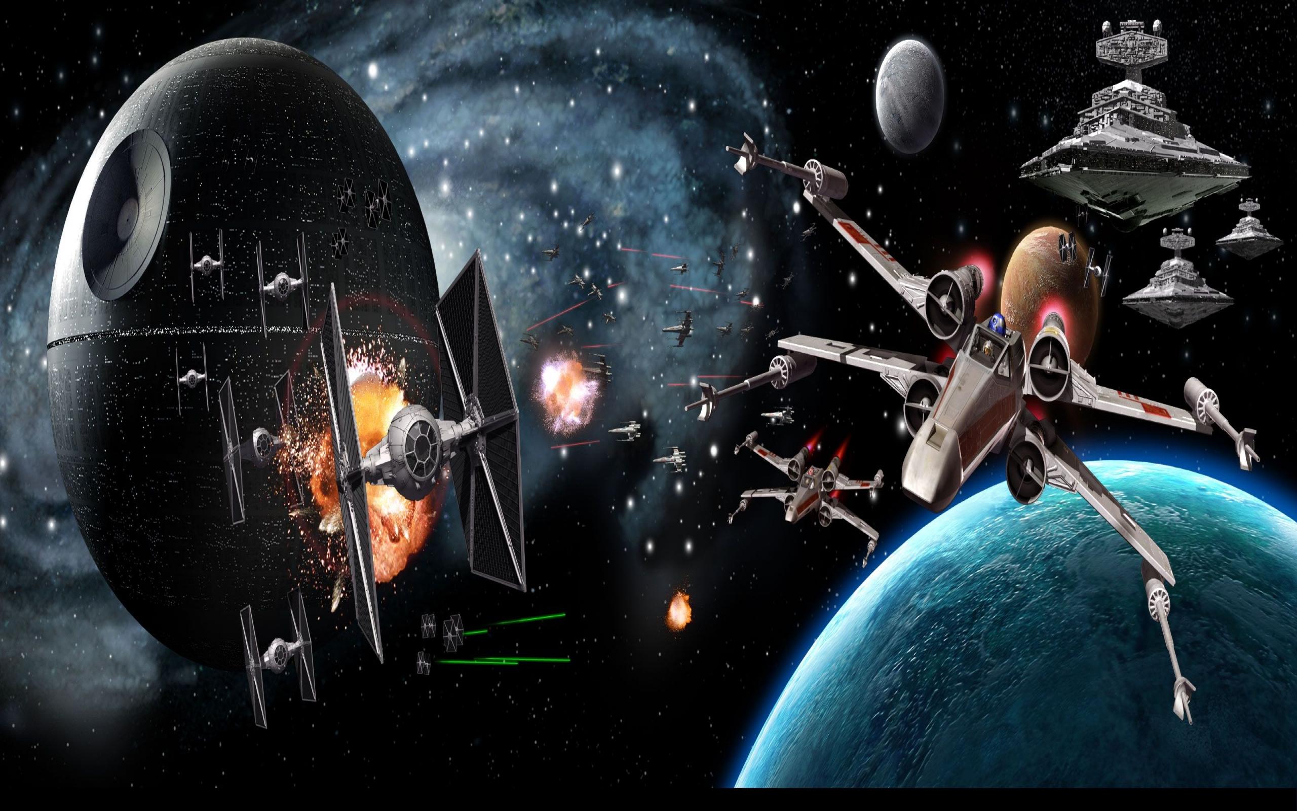 2560x1600 Star Wars Space Battle Wallpaper