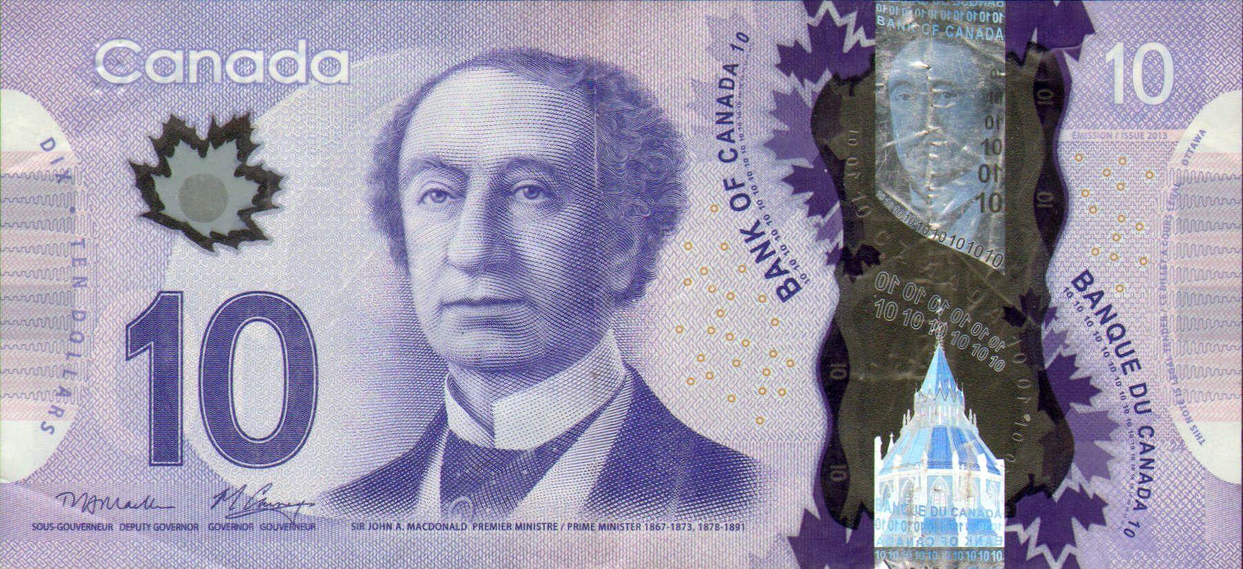 1805x827 The Canadian Ten Dollar Note. The Current Ten Dollar Note Is Dominantly Purple In Colour. The Front Features A Portrait O. Dollar Note, Canadian Coins, Bank Notes