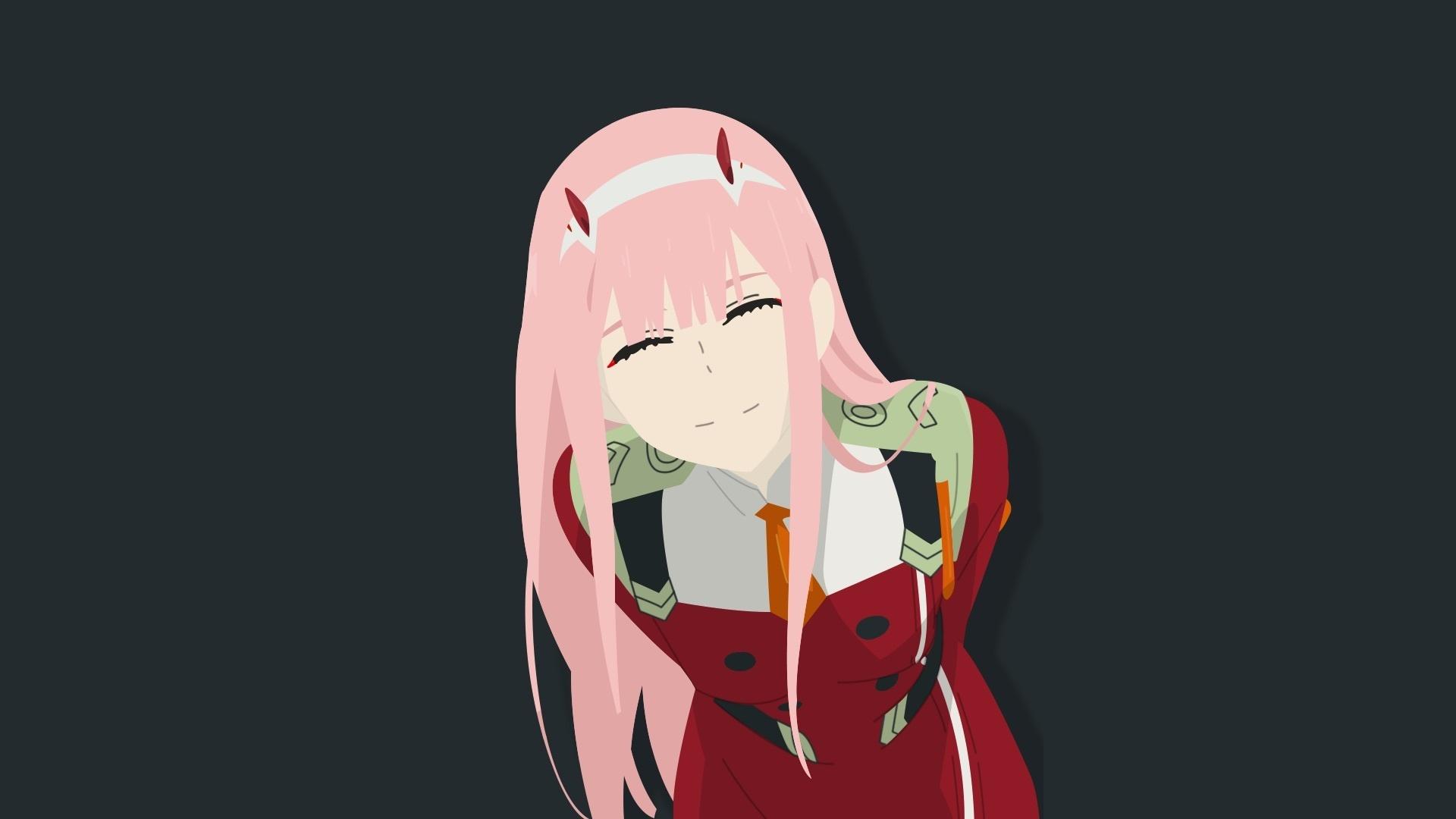 1920x1080 Desktop wallpaper minimal, pink hair, darling in the franxx, zero two, HD image, picture, background, 17fc98