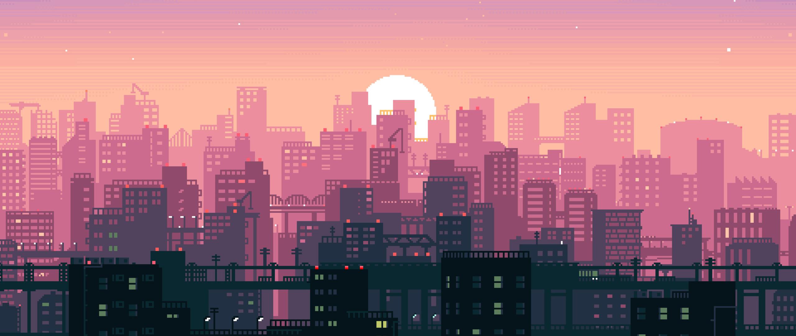 2560x1080 Bit Pixel Art City 2560x1080 Resolution HD 4k Wallpaper, Image, Background, Photo and Picture