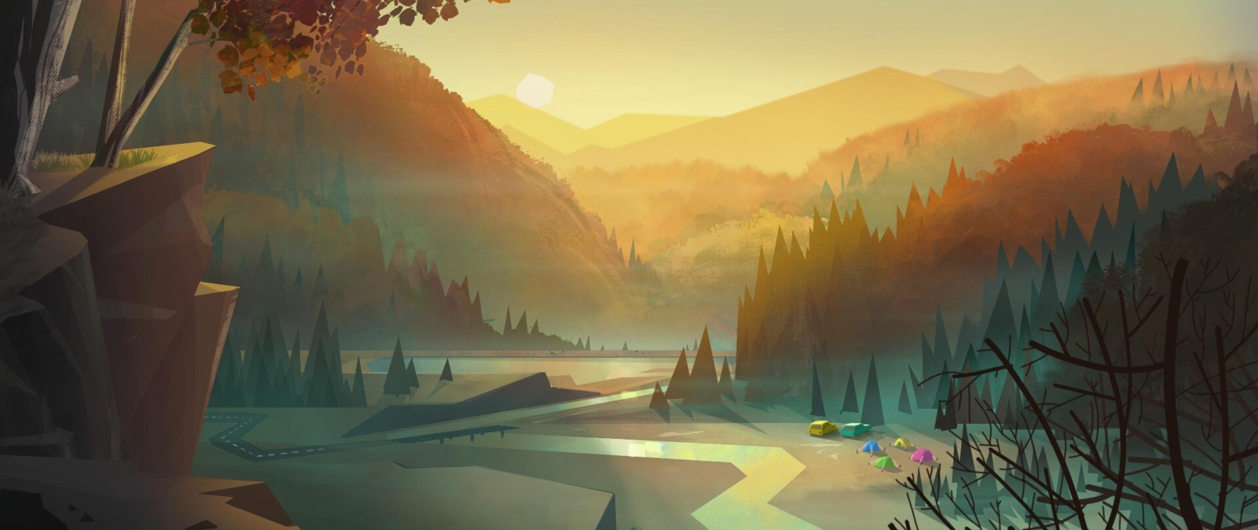 2560x1080 Creek Digital Art 2560x1080 Resolution Wallpaper, HD Artist 4K Wallpaper