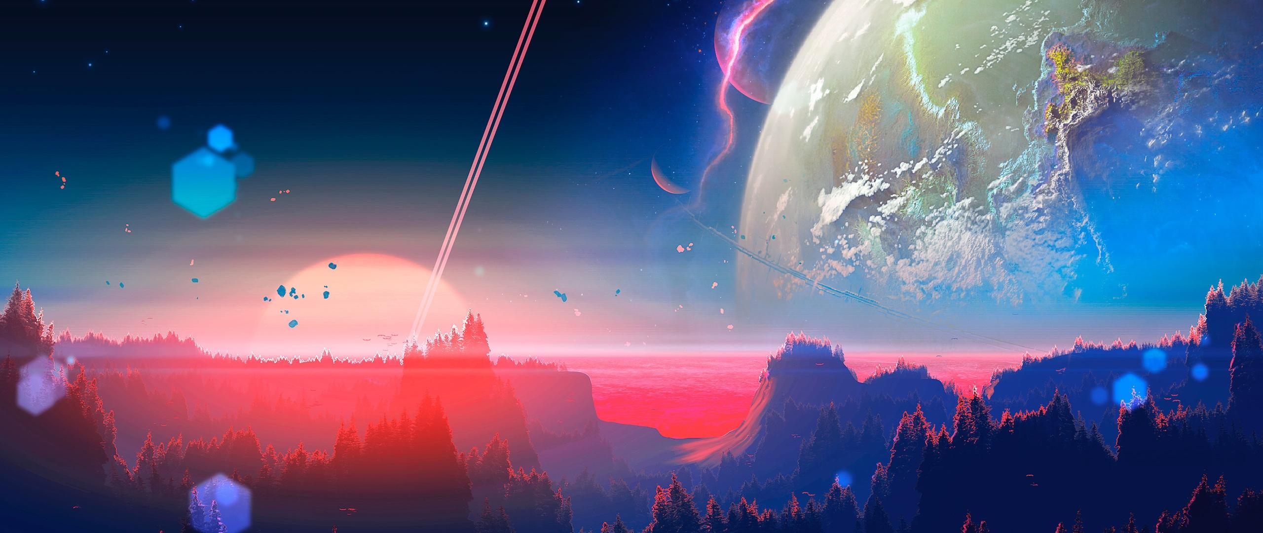 2560x1080 Download Outer space, fantasy, art wallpaper, 2560x Dual Wide, Widescreen