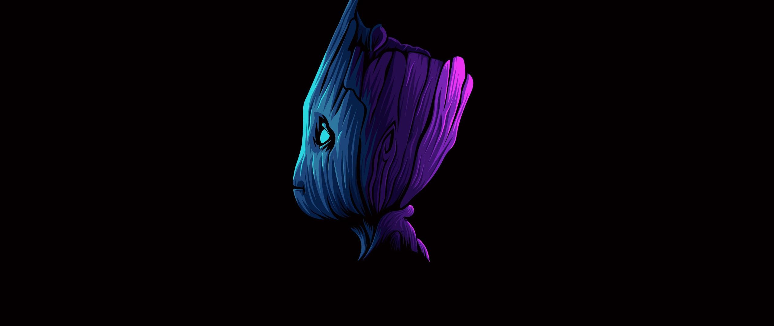 2560x1080 Download Baby Groot, minimal, art wallpaper, 2560x Dual Wide, Widescreen