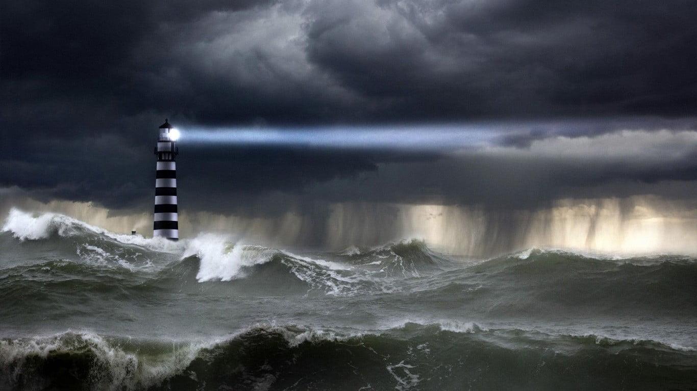 1366x768 Stormy Lighthouse At Night