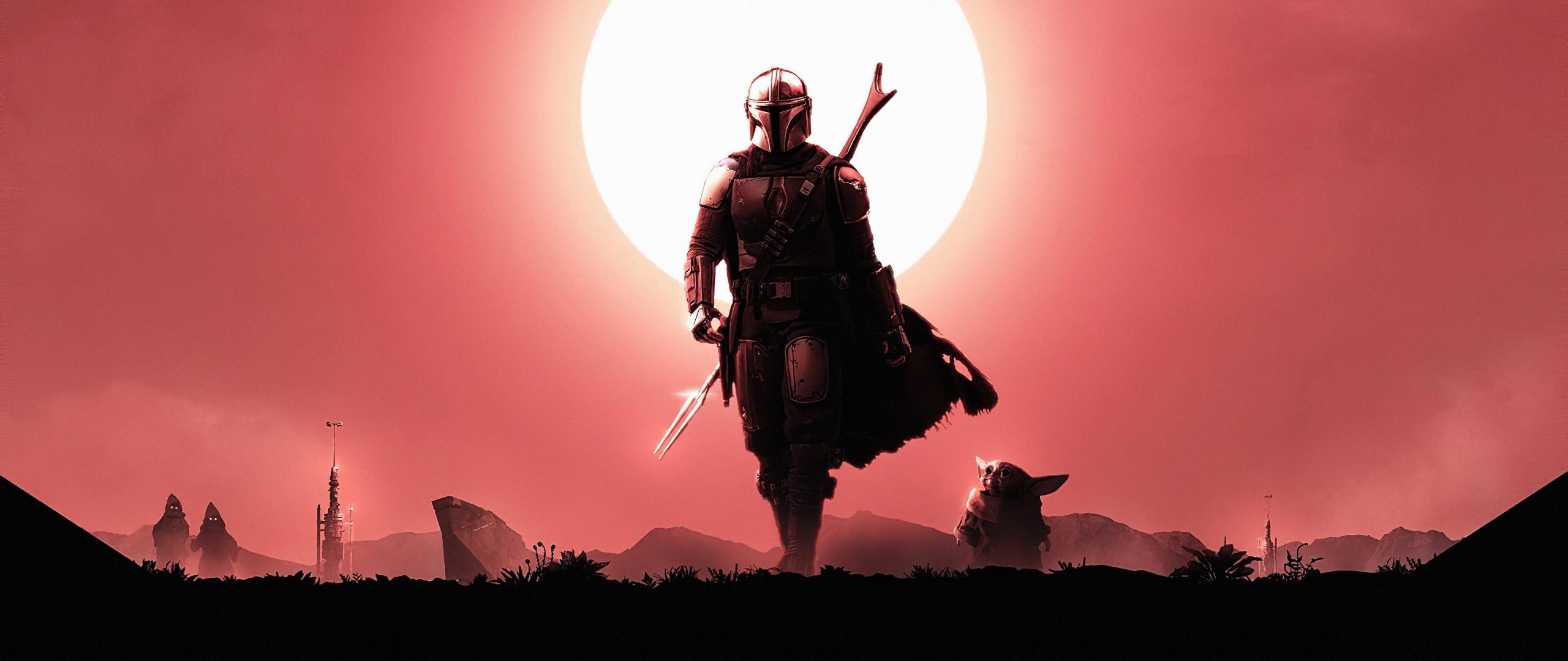 2560x1080 Download Soldier, The Mandalorian, silhouette, art wallpaper, 2560x Dual Wide, Widescreen