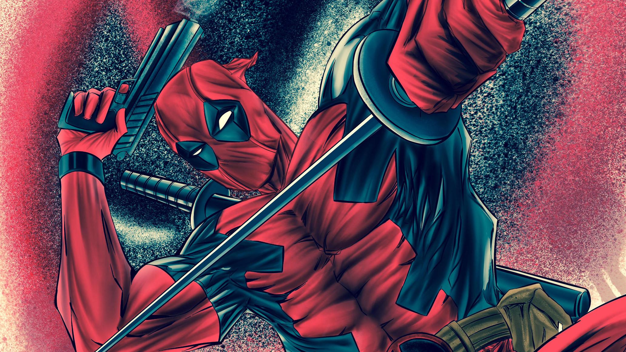 2064x1161 Deadpool With Sword And Gun, HD Superheroes, 4k Wallpaper, Image, Background, Photo and Picture