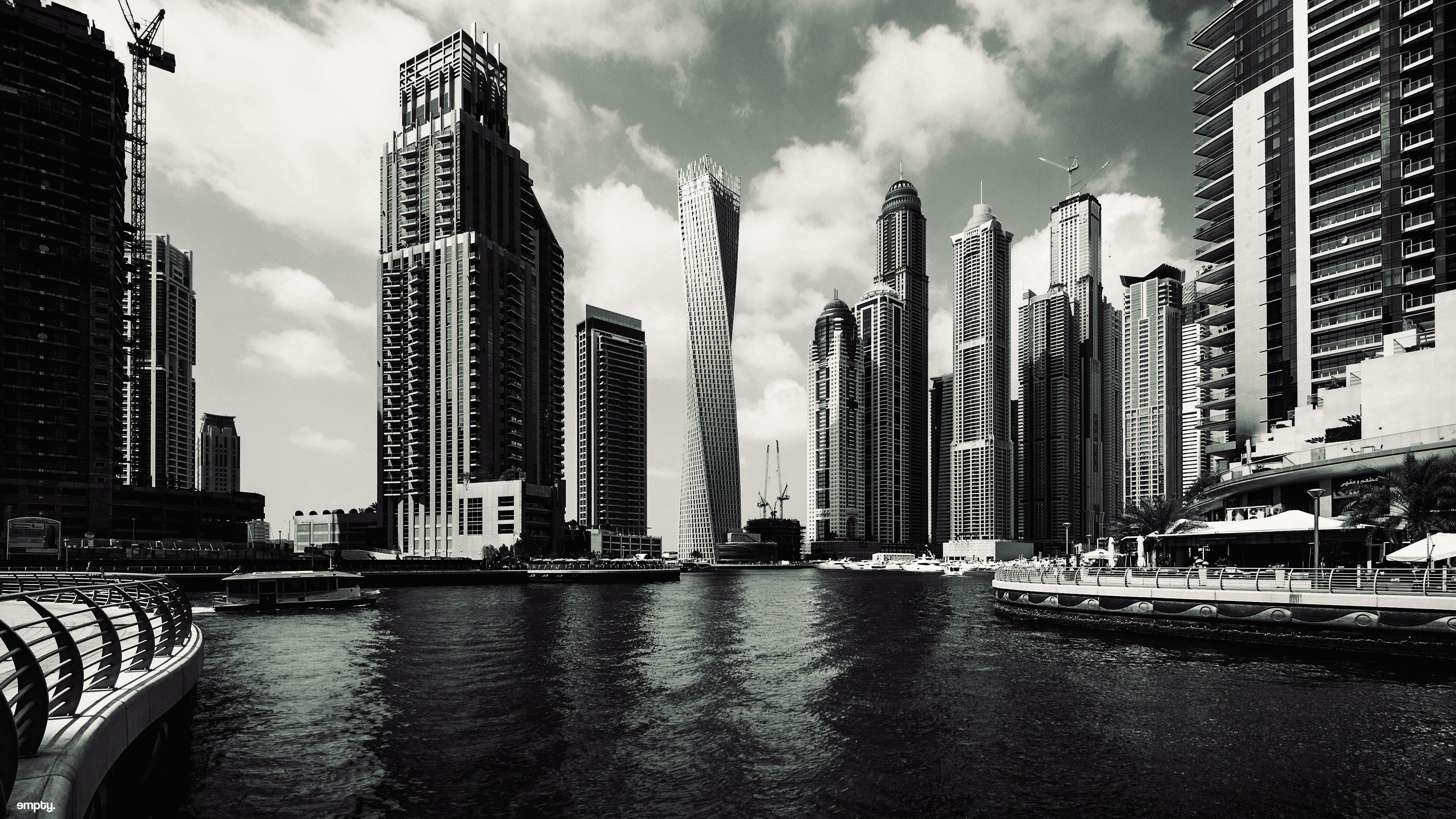 4500x2532 Buildings In Dubai Black And White