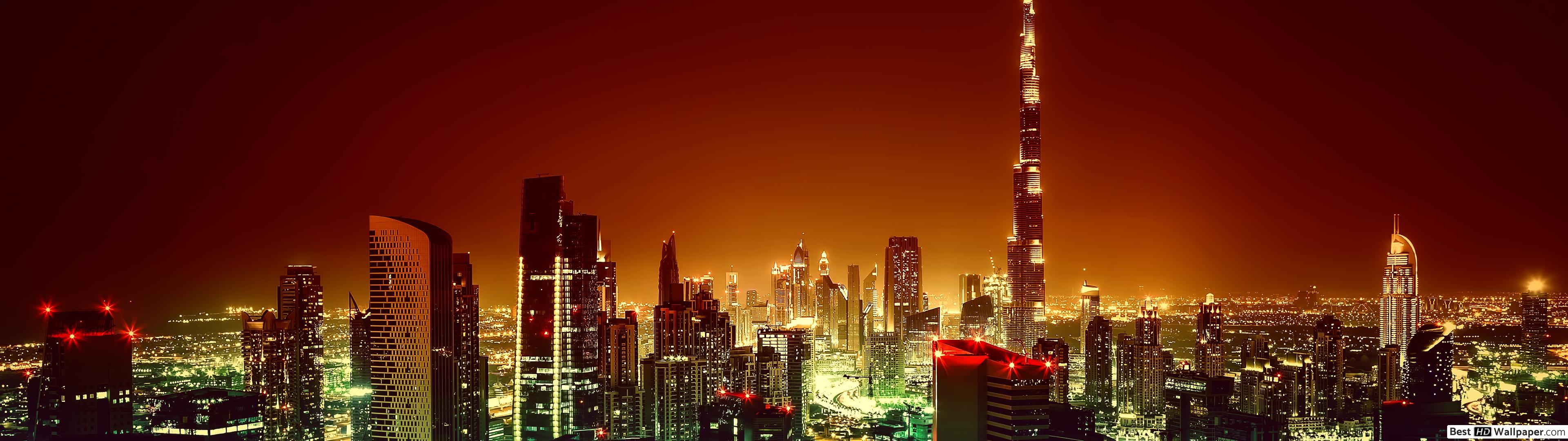 3840x1080 Dubai's cityscape HD wallpaper download