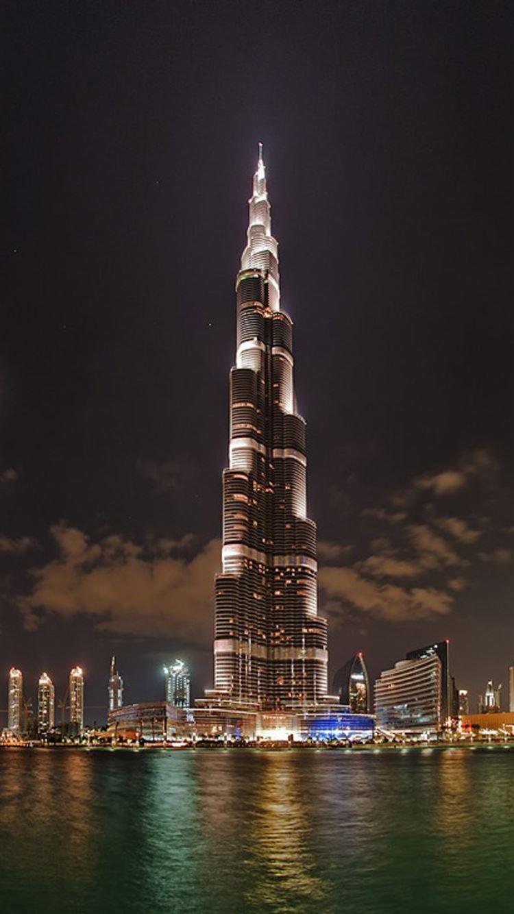 750x1334 Burj Khalifa Tower At Night iPhone 8 Wallpaper Free Download