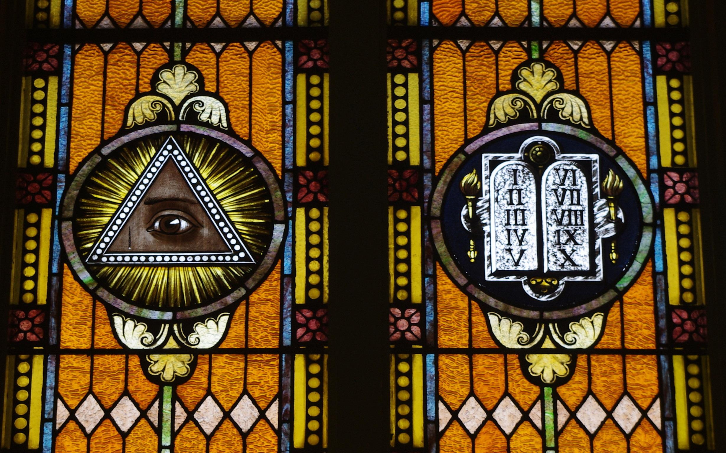 2459x1537 Saint Mary Catholic Church (Philothea, Ohio) glass, Eye of Providence and Ten
