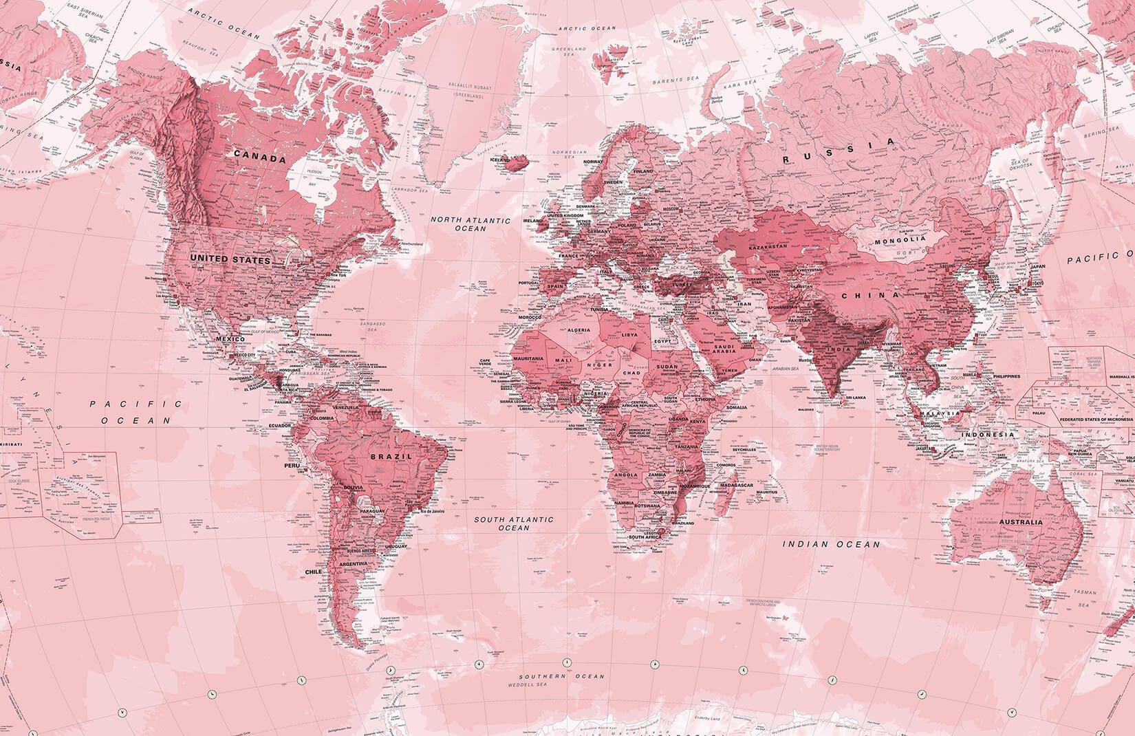 1650x1070 Pink World Map Wallpaper Mural