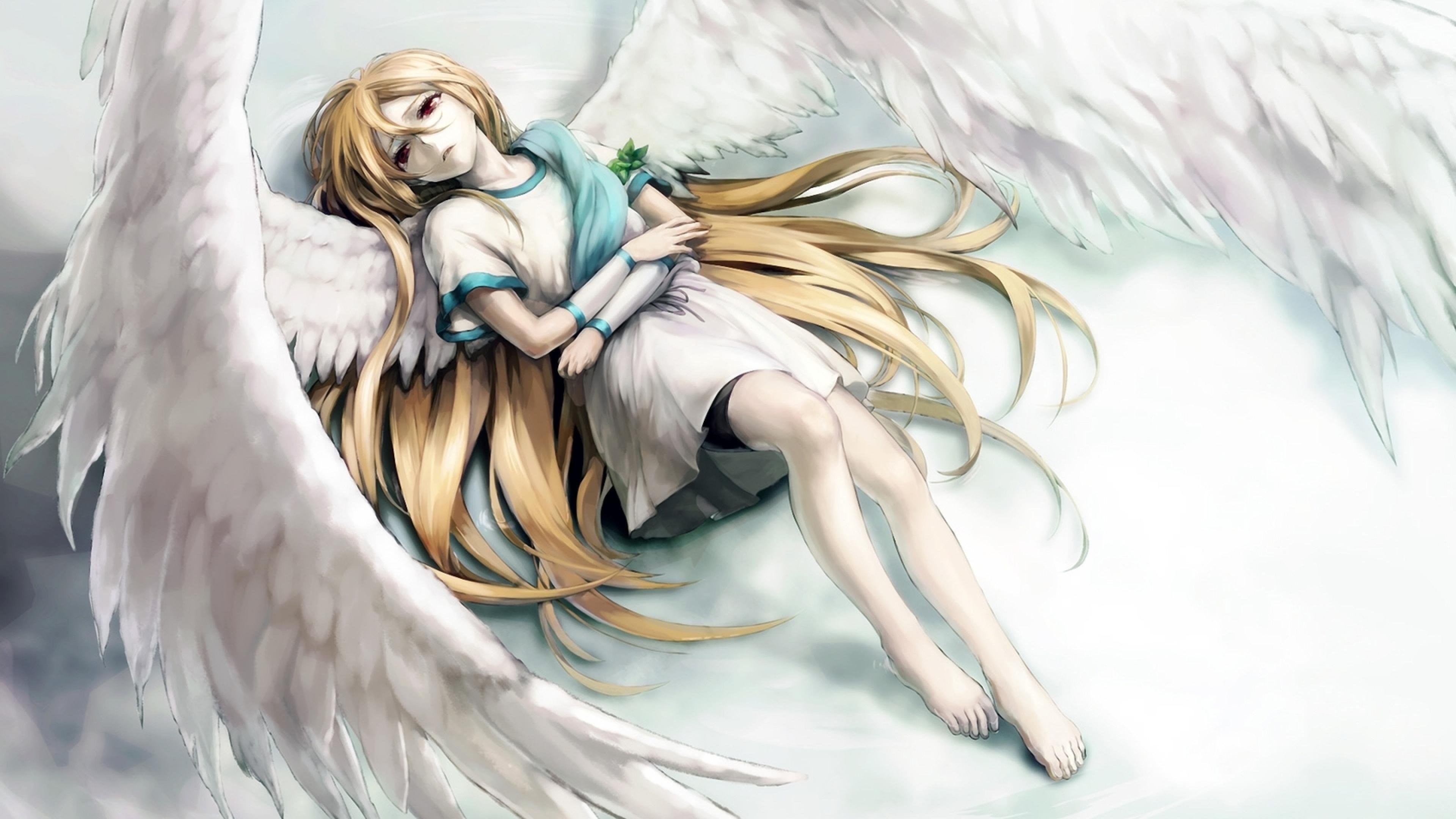 3840x2160 Sorrow Wallpaper Girl With Angel Wings