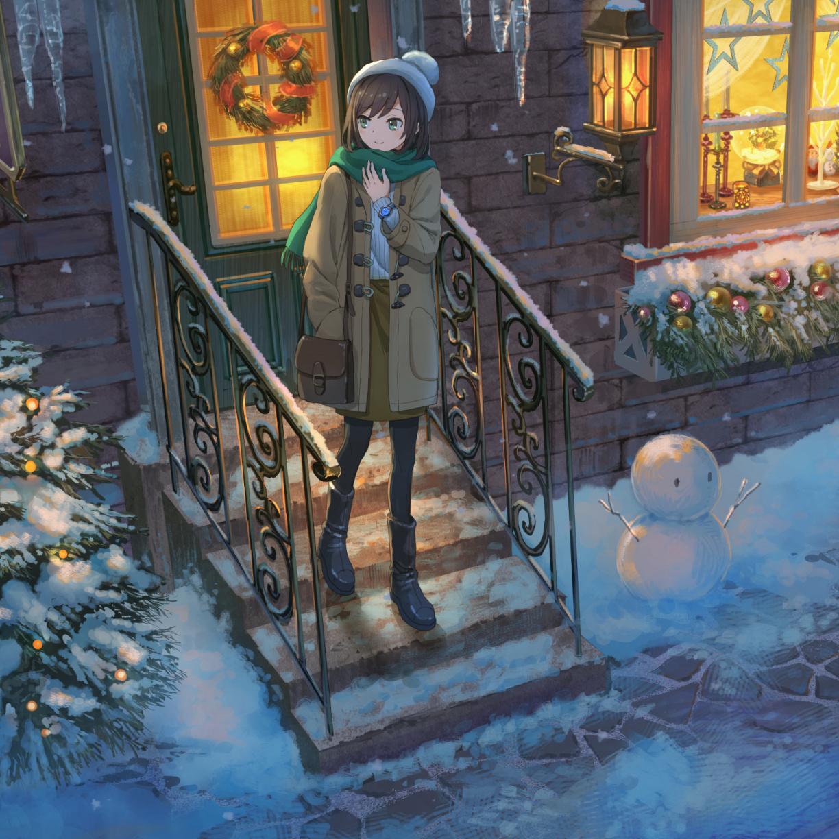 1224x1224 X Mas, Christmas, Cute, Anime Girl, Fun Wallpaper, 1965x HD Image, Picture, 7c06b91a