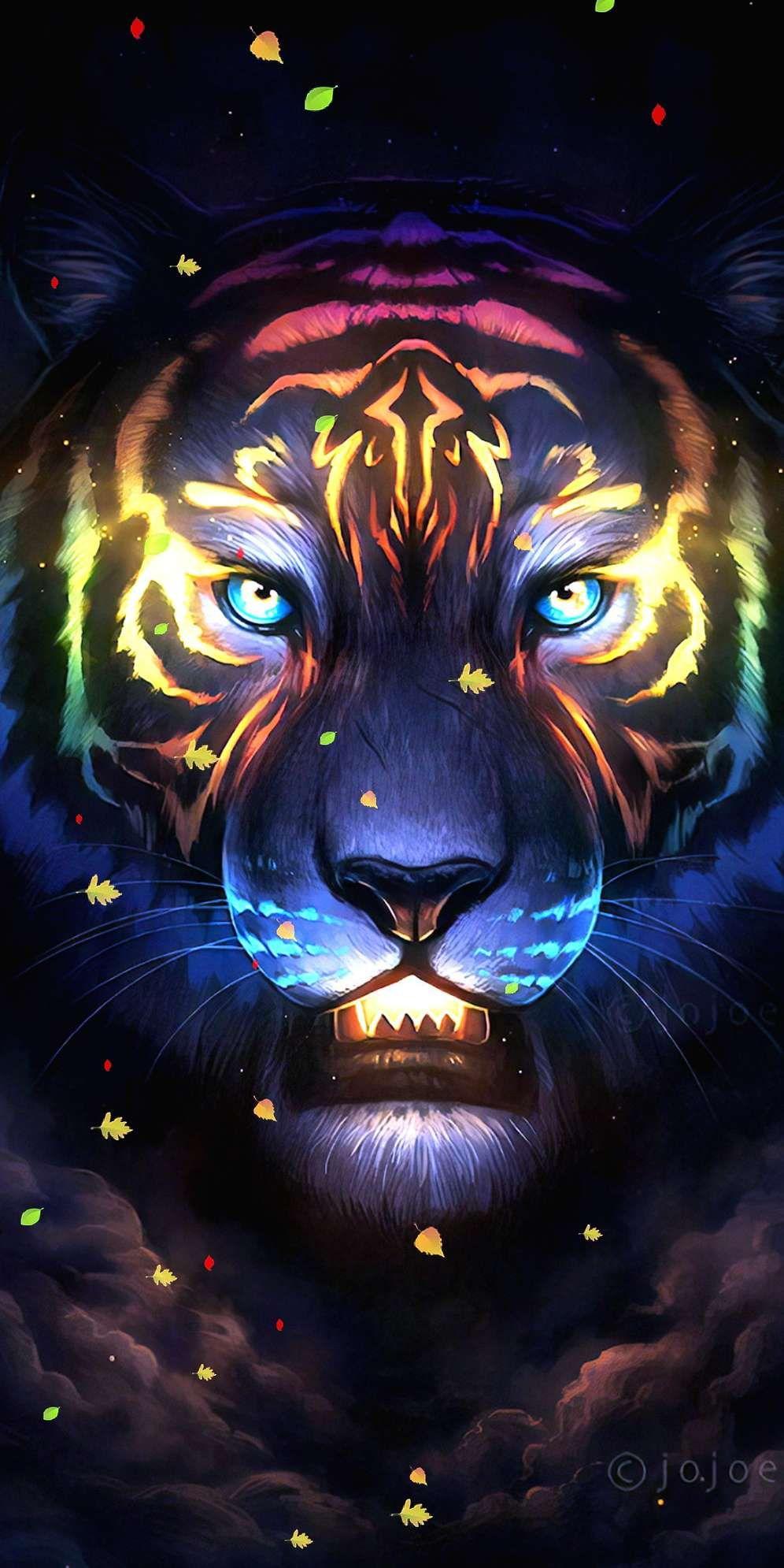 996x1990 Lion Neon Animal Wallpaper