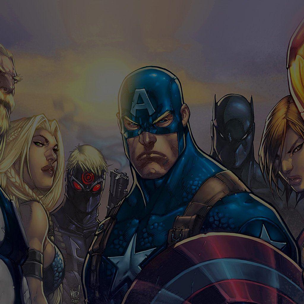 1024x1024 Comics Avengers Illust Art Hero Marvels Dark iPad Wallpaper Free Download