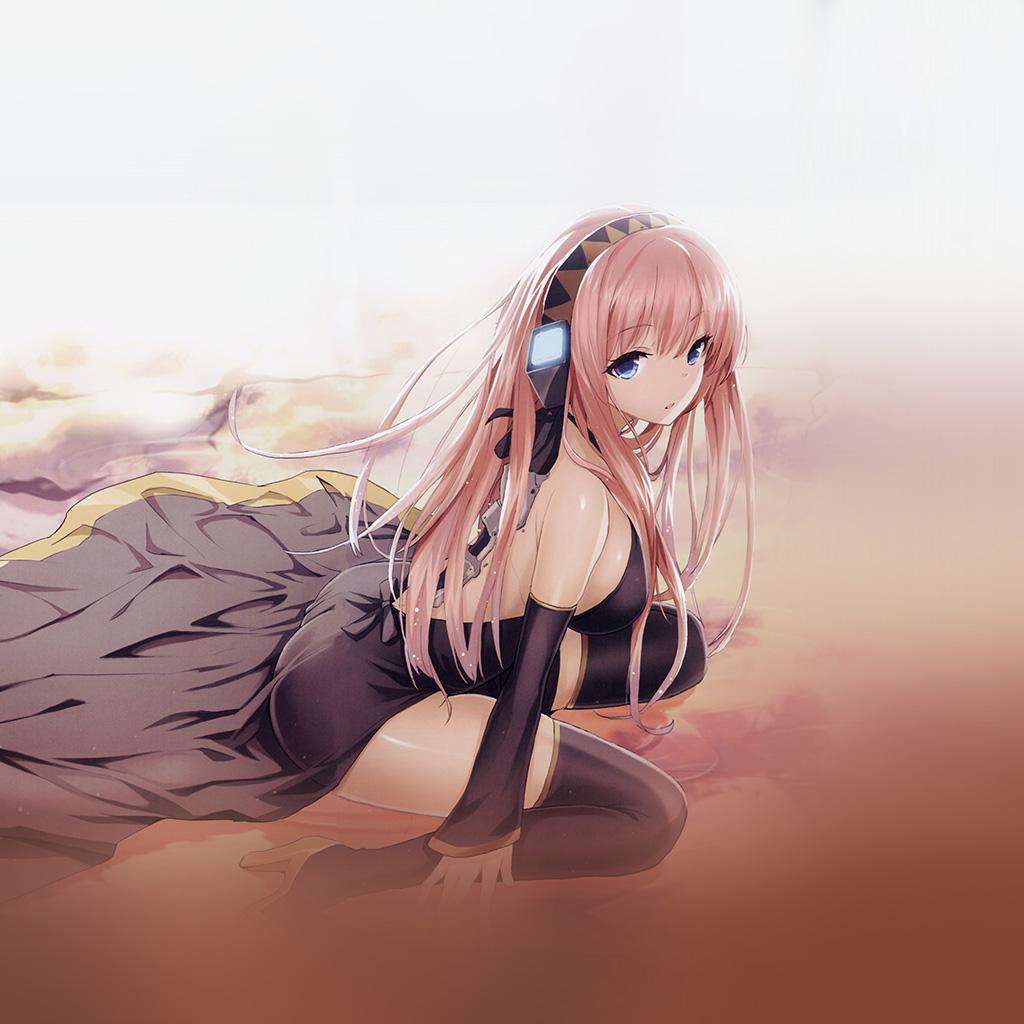 1024x1024 iPad wallpaper. pink hair girl anime illust art