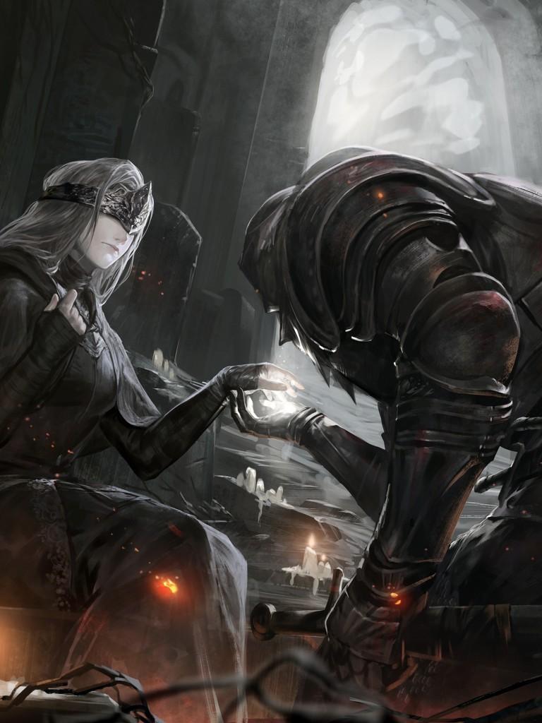 768x1024 Download 768x1024 Dark Souls, Artwork, Woman, Knight Wallpaper for Apple iPad Apple iPad Mini