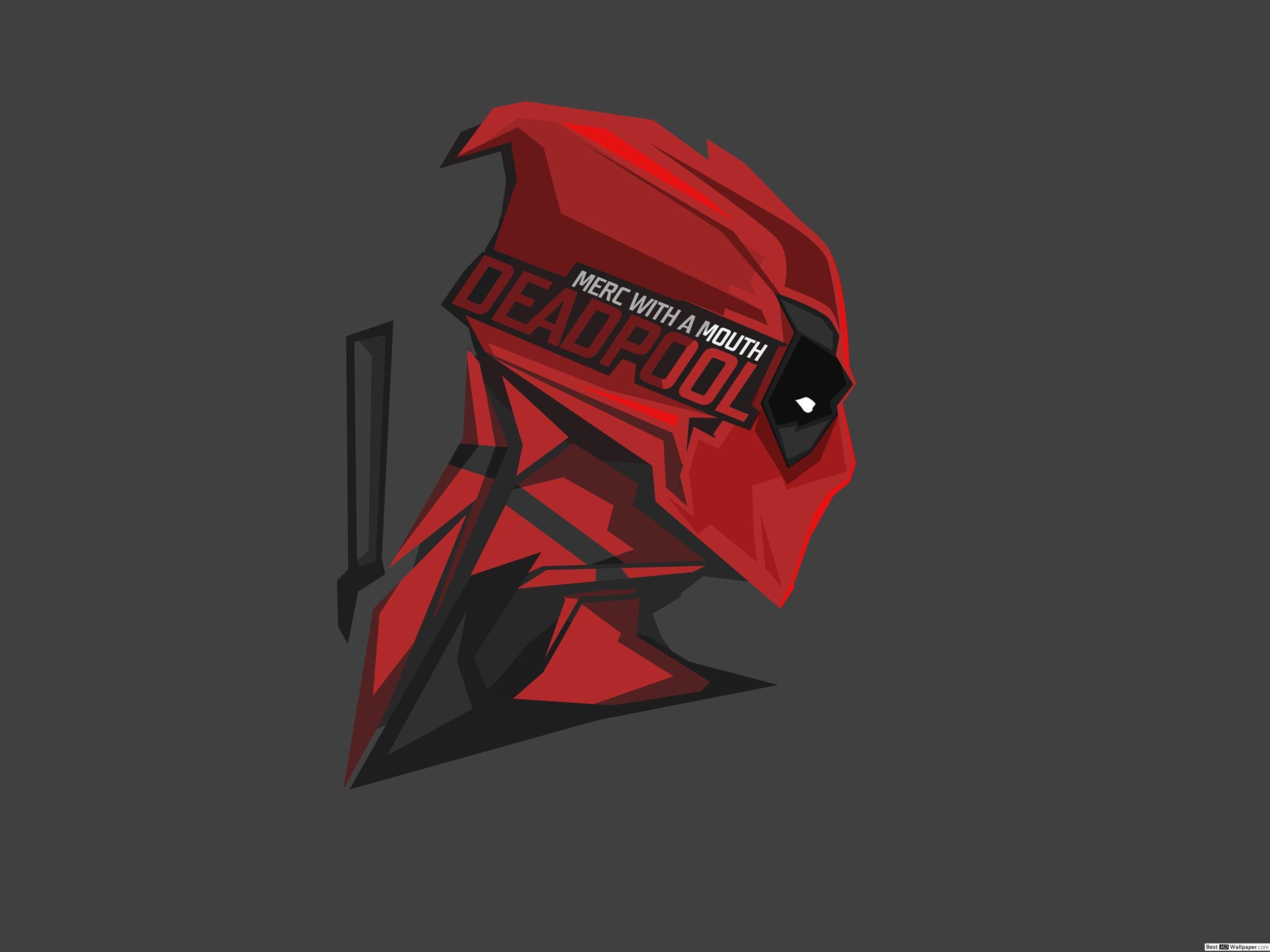 2732x2048 Marvel Comics Deadpool Minimalist in Dark Gray Wallpaper HD wallpaper download