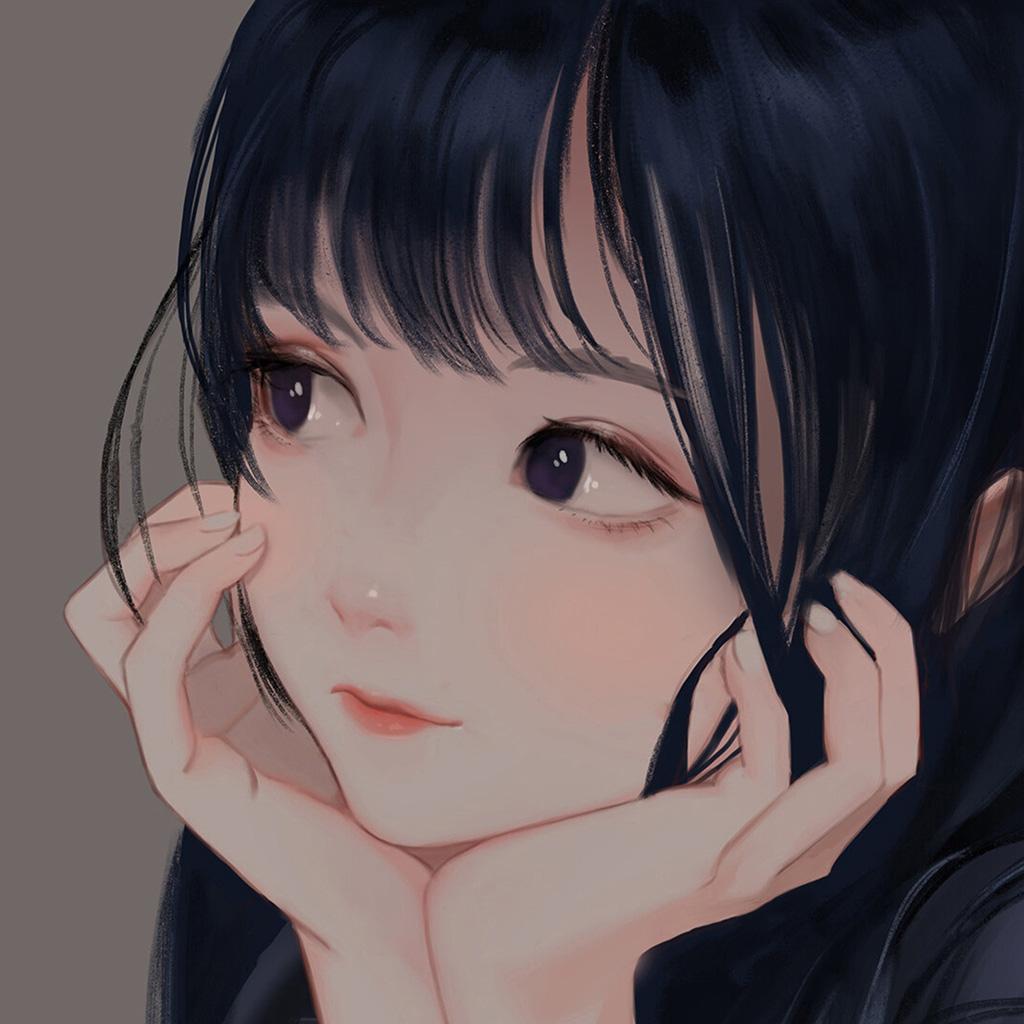 1024x1024 iPad wallpaper girl cute face anime