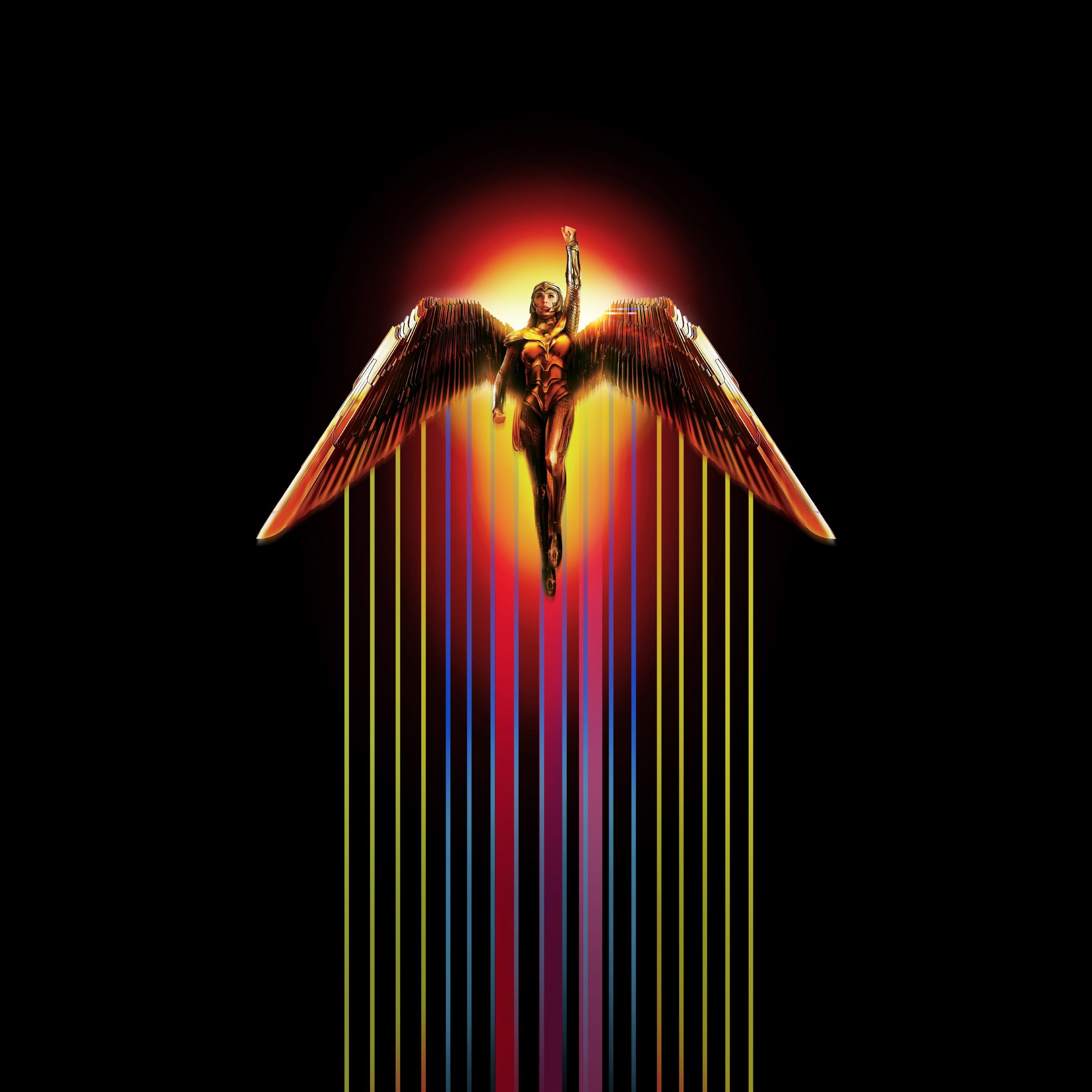 2732x2732 Wonder Woman 1984 4K Wallpaper, DC Comics, Black Background, 2020 Movies, 5K, 8K, Black Dark