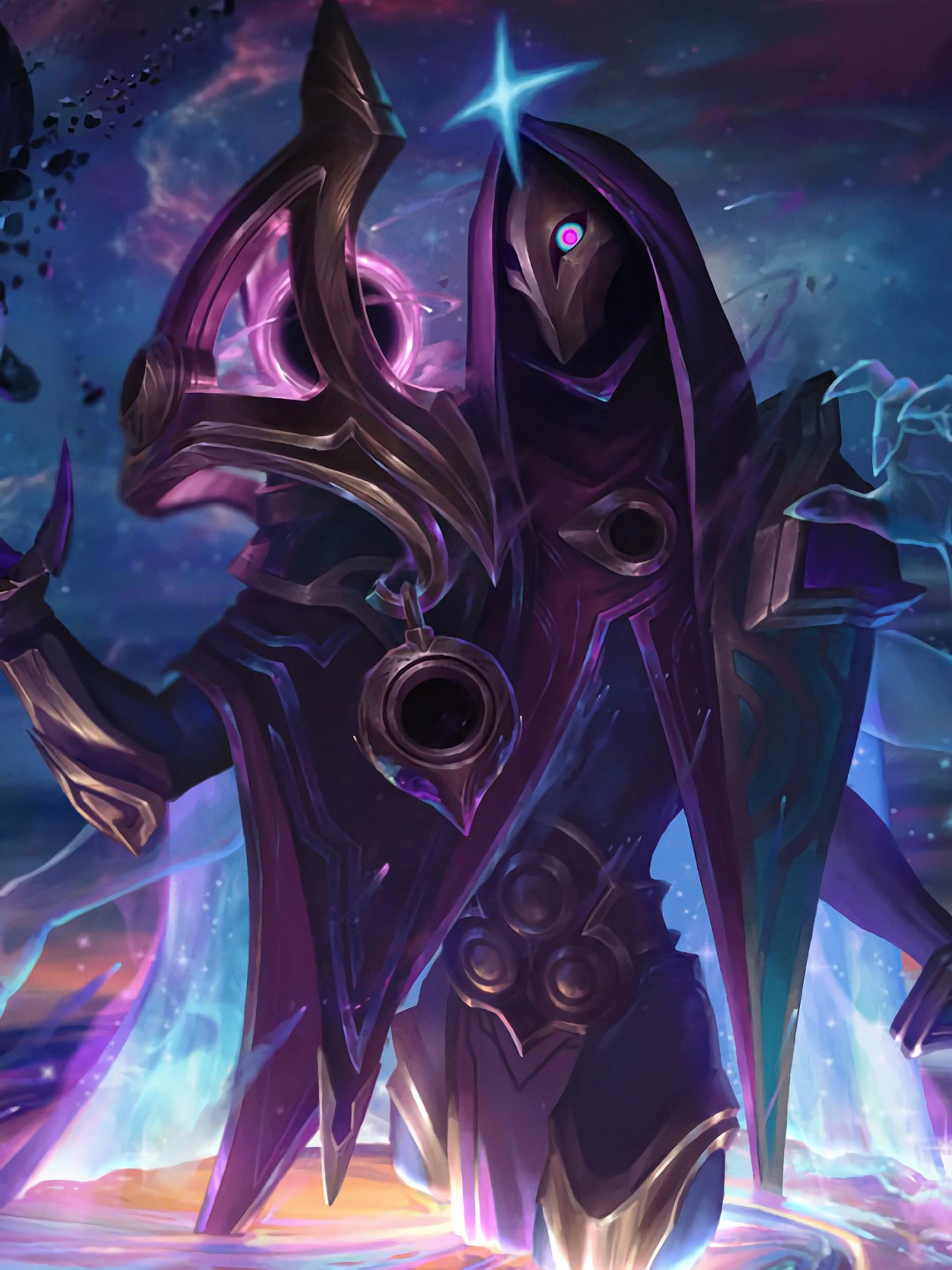 2048x2732 Dark Cosmic Jhin Splash Art LoL 4K Wallpaper