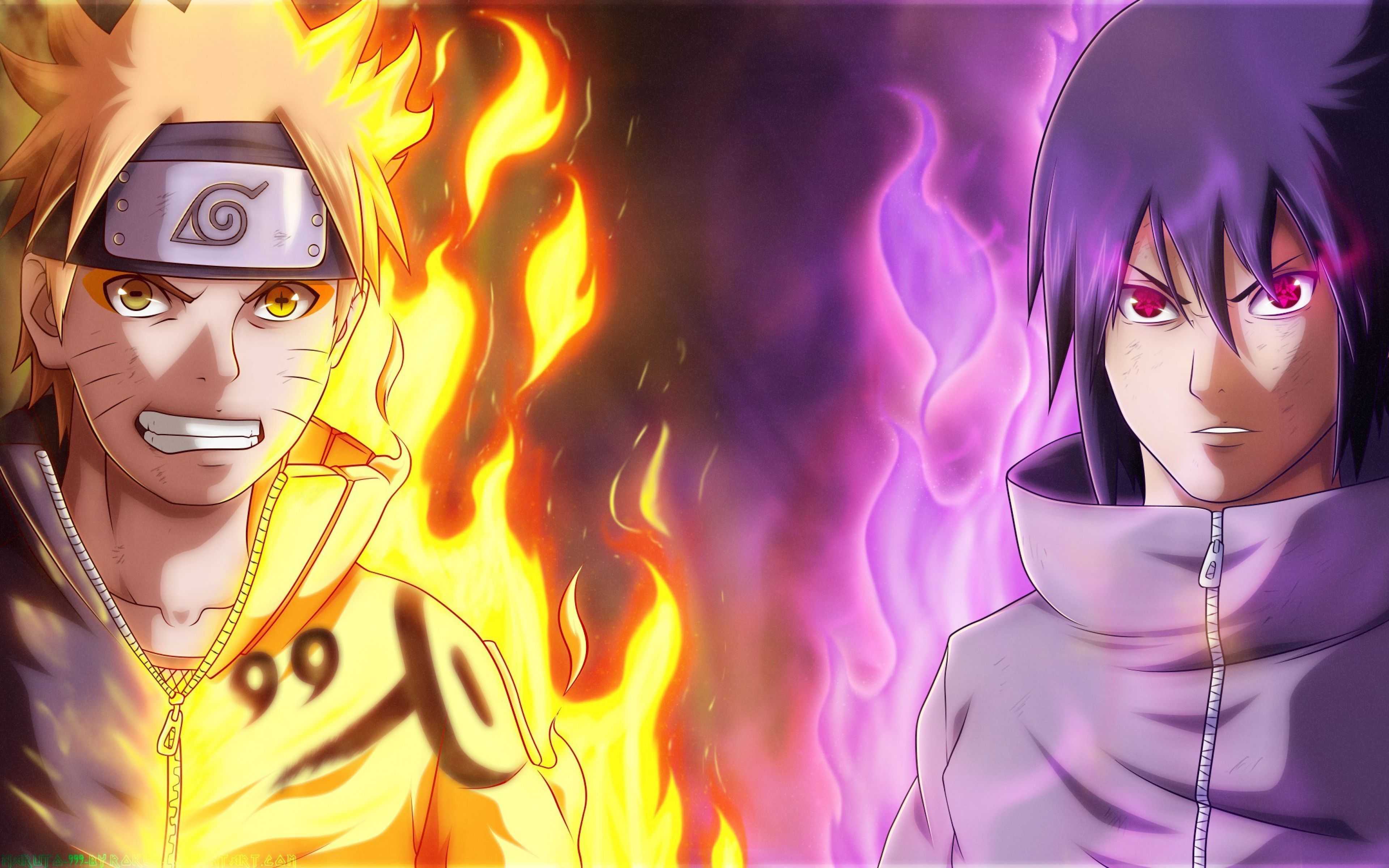 3840x2400 Naruto và Sasuke hình nền