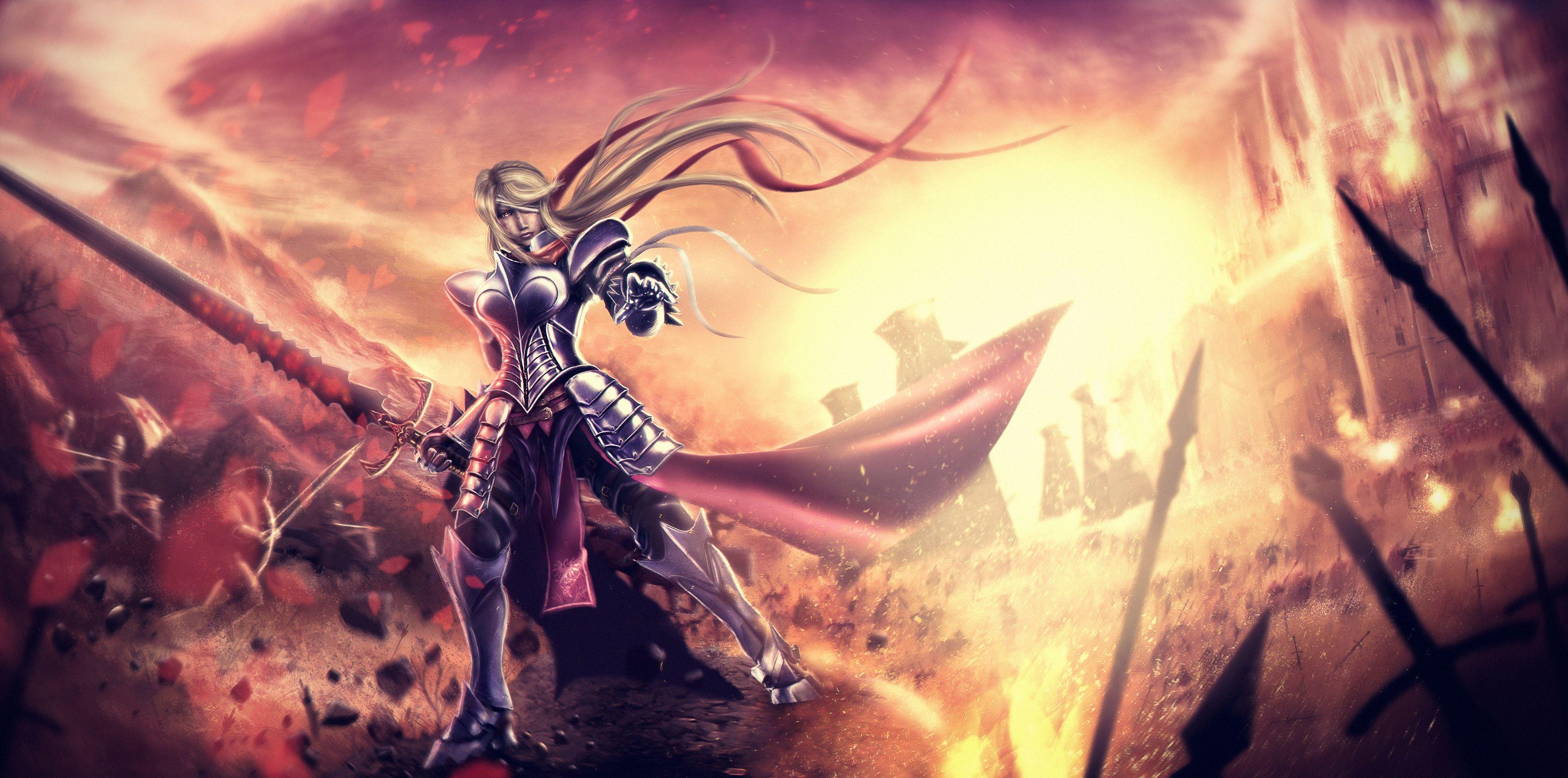 3598x1786 Female Knights Wallpaper