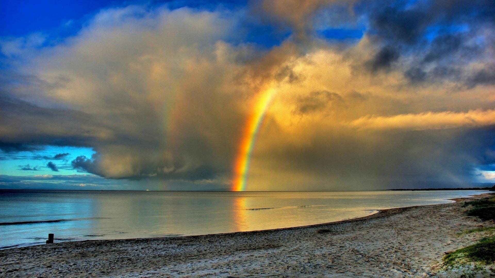 1920x1080 Rainbow on the Beach HD Wallpaper. Background Imagex1080