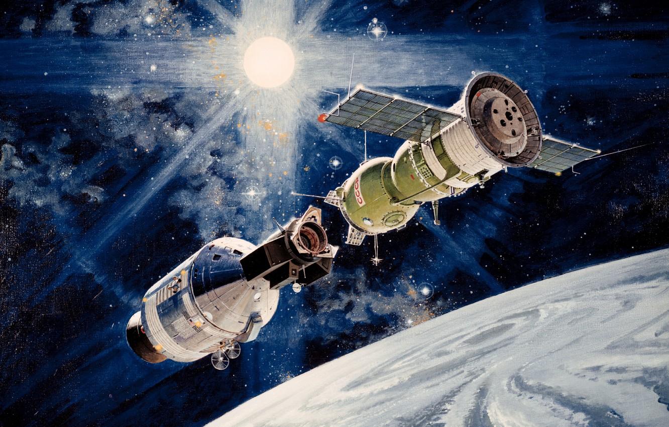 1332x850 Wallpaper Handshake In Space, Experimental Flight, Soyuz Soyuz, Apollo Soyuz, Apollo Image For Desktop, Section космос
