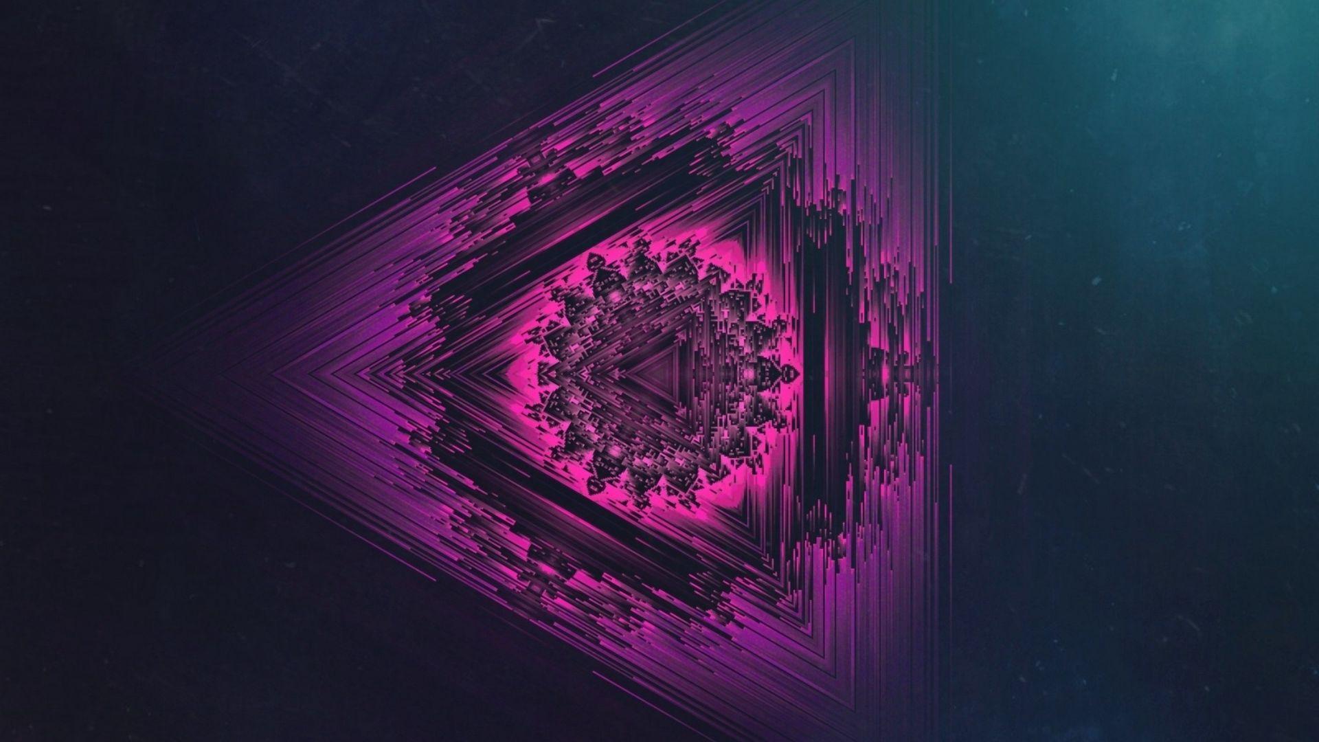 1920x1080 Download wallpaper 1920x1080 mandala, neon, symmetrical, glitch art, triangles full hd, hdtv, fhd, 1080p HD background