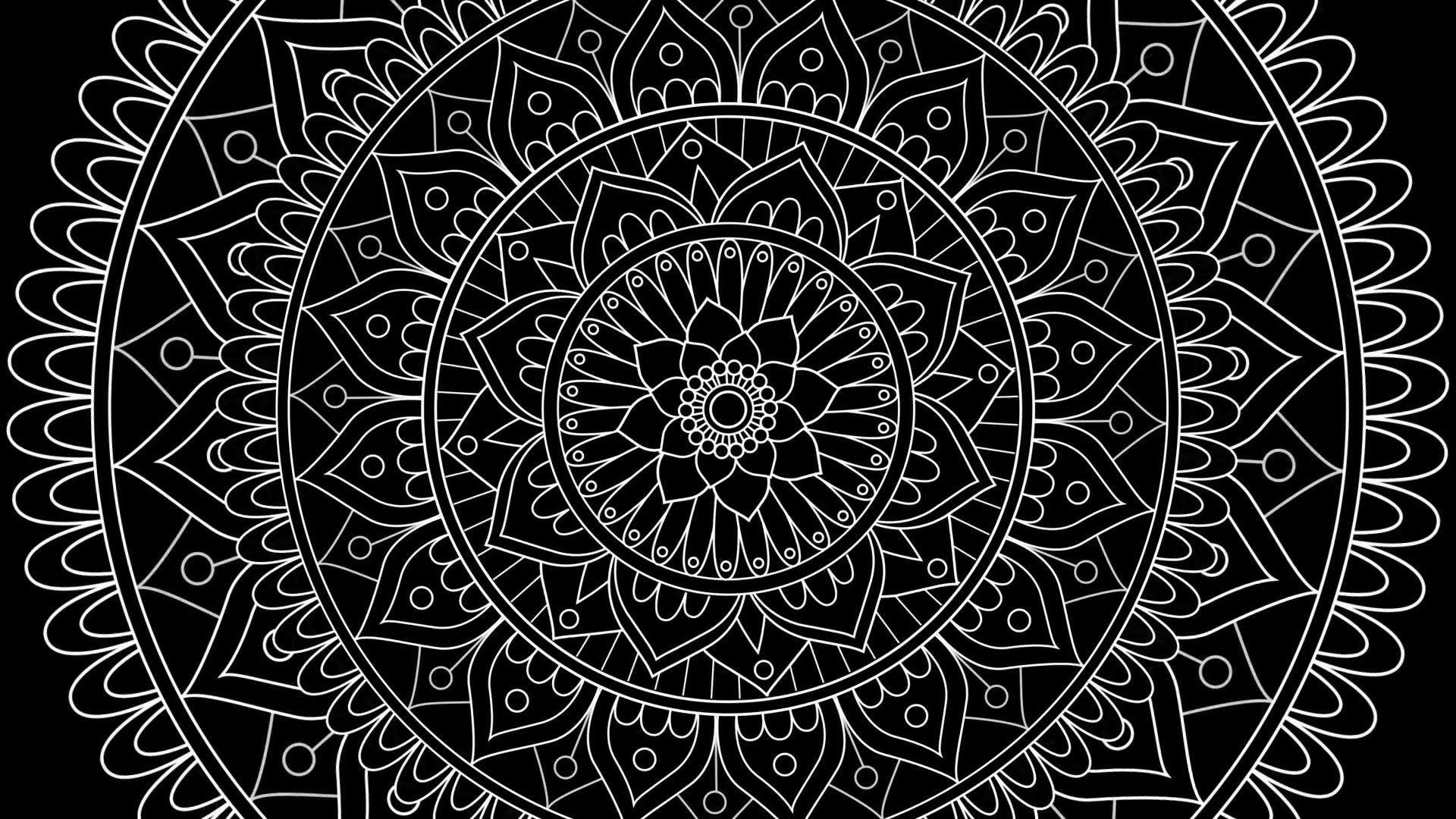 1920x1080 Mandala Black and White Wallpaper, HD Mandala Black and White Background