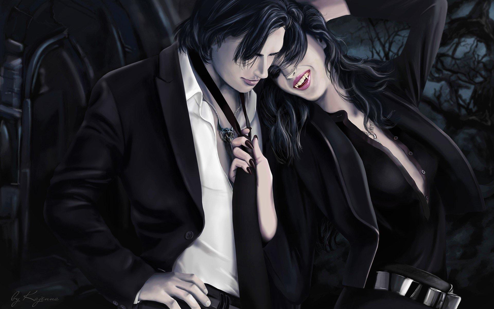 anime vampire and human couple