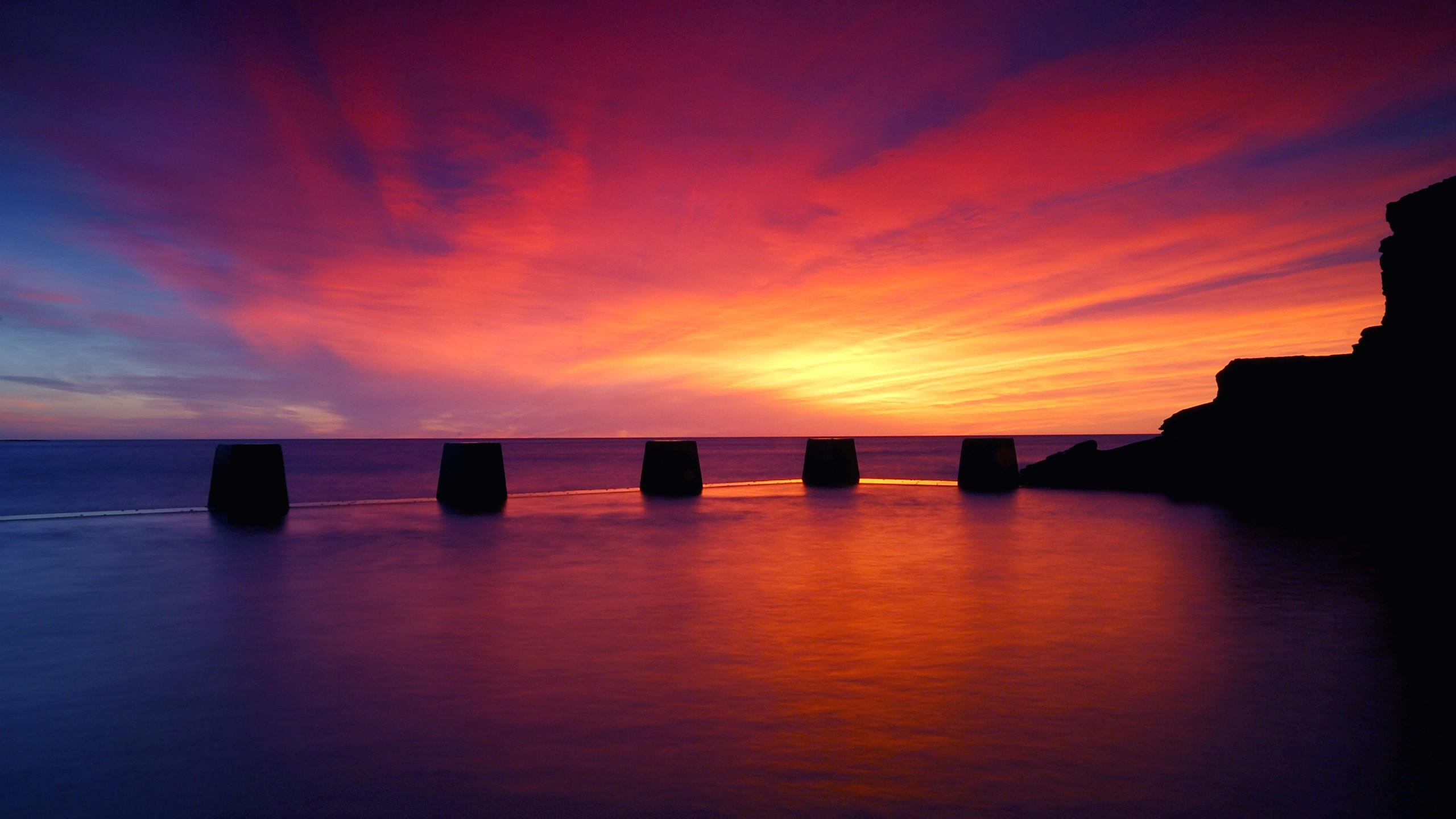 2560x1440 #sky, #sunset, #nature, #sea, #clouds wallpaper. Mocah HD Wallpaper