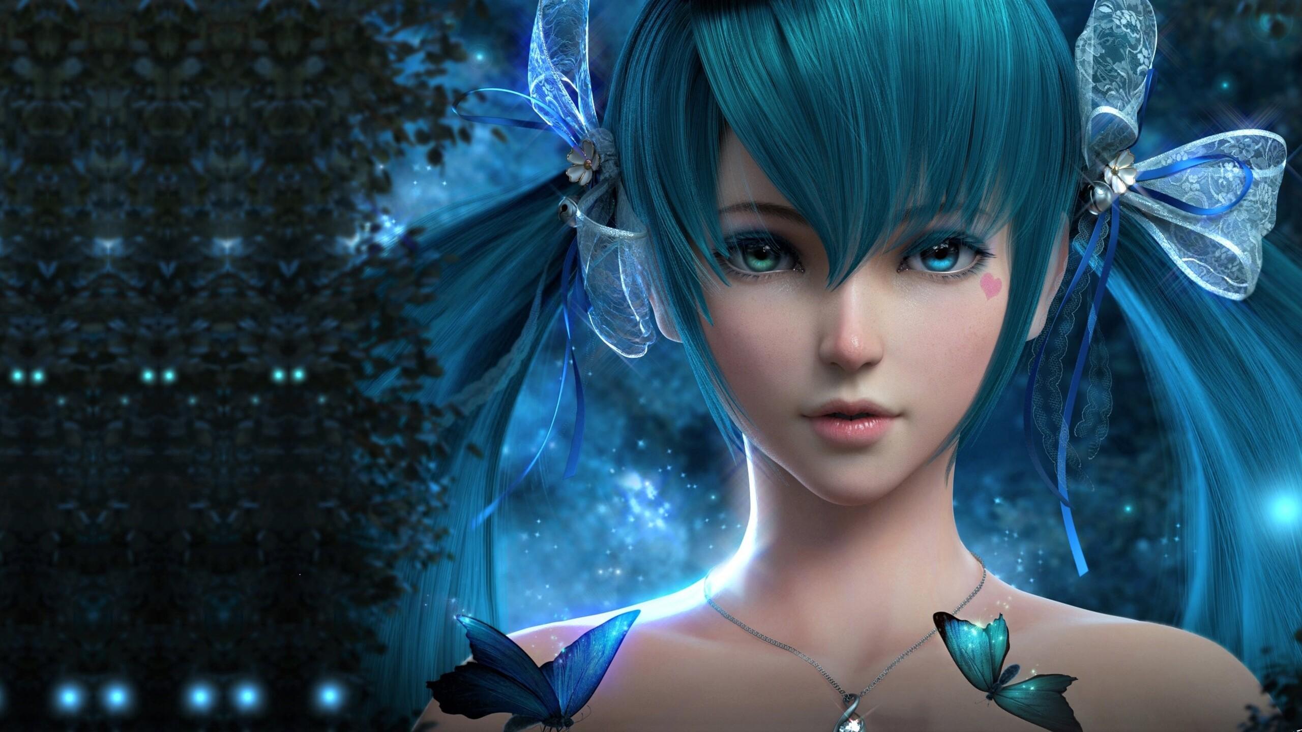 2560x1440 Blue Hair Anime Girl 1440P Resolution HD 4k Wallpaper, Image, Background, Photo and Picture